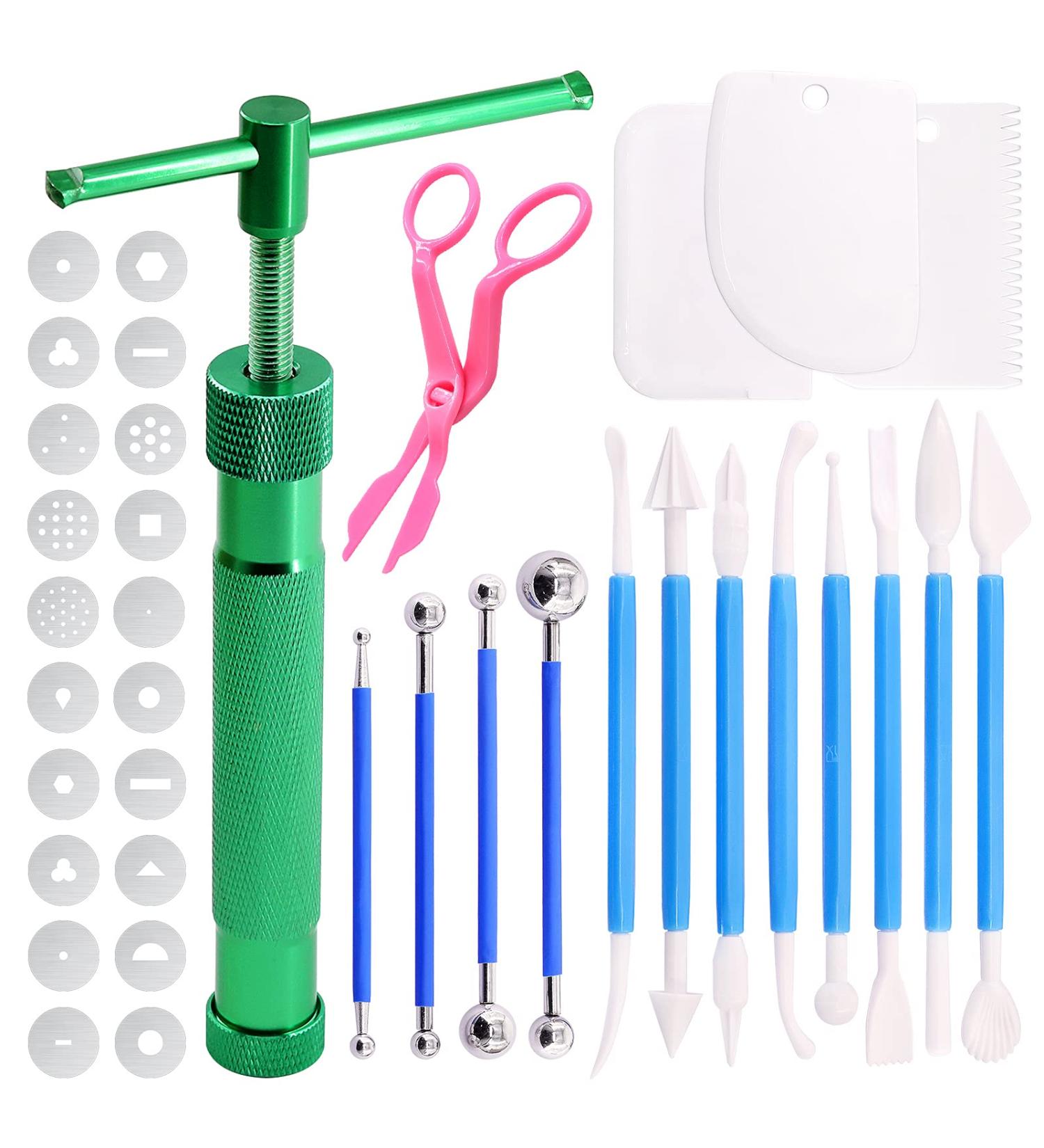 Wokape 37Pcs Stainless Steel Clay Extruder & Fondant Decorating Tool Set - Green - Buy Online on GoSupps.com