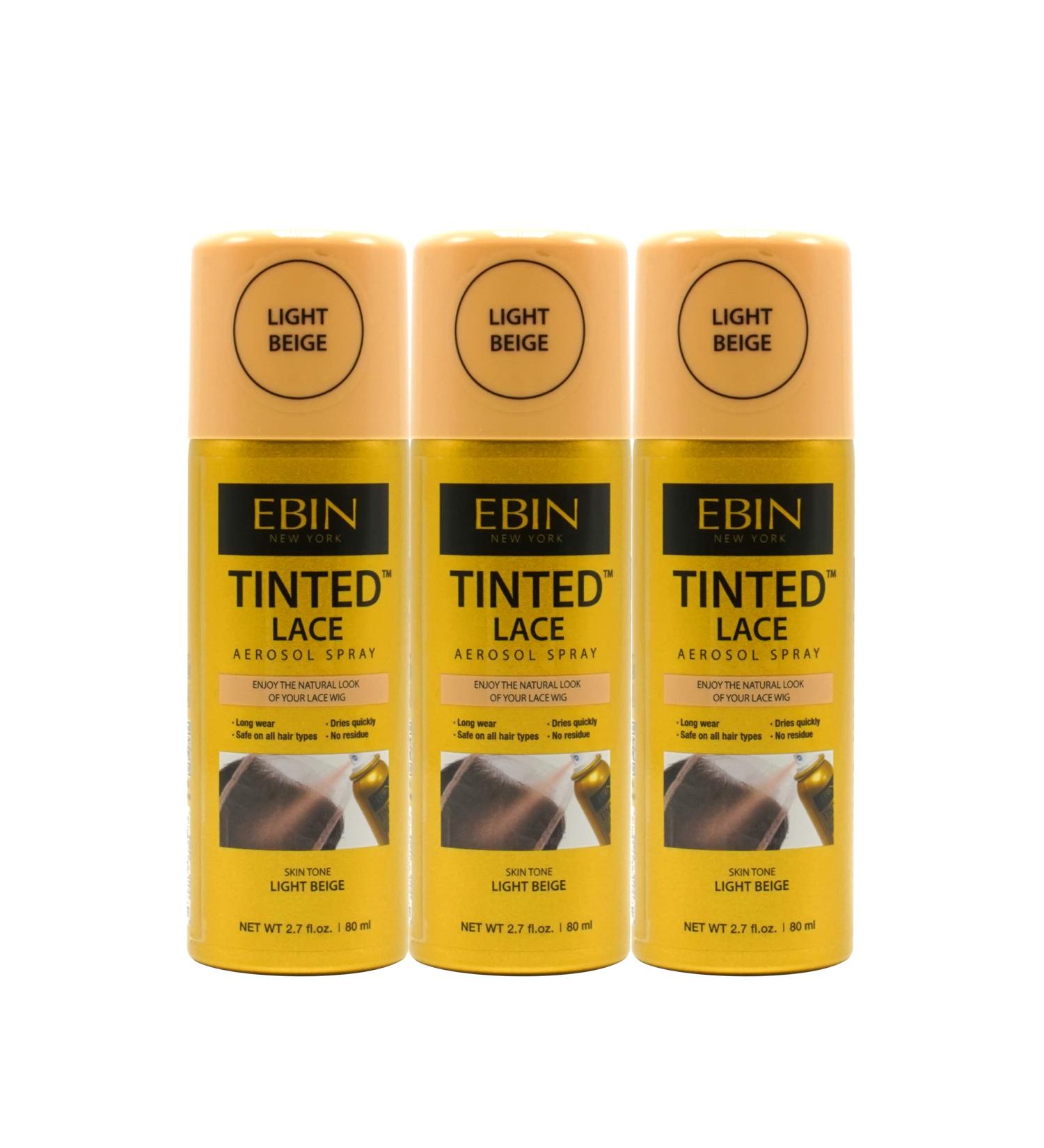 EBIN NEW YORK Tinted Lace Aerosol Spray 3-Pack Light Beige Quick Dry Water Resistant Even Spray Matching Skin Tone Natural Look 2.7 Oz/80 mL 2.7 Fl Oz (Pack of 3) Light Beige - Buy Online on GoSupps.com