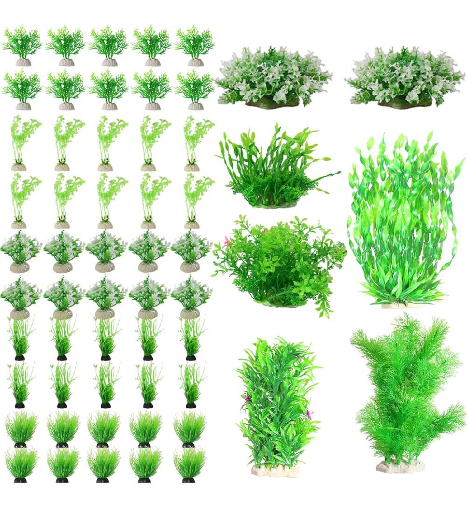 Buy Ctpeng 57-Piece Artificial Fish Tank Plants Decor Set | 2-30cm | Perfect for Aquarium Decoration - Buy Online on GoSupps.com