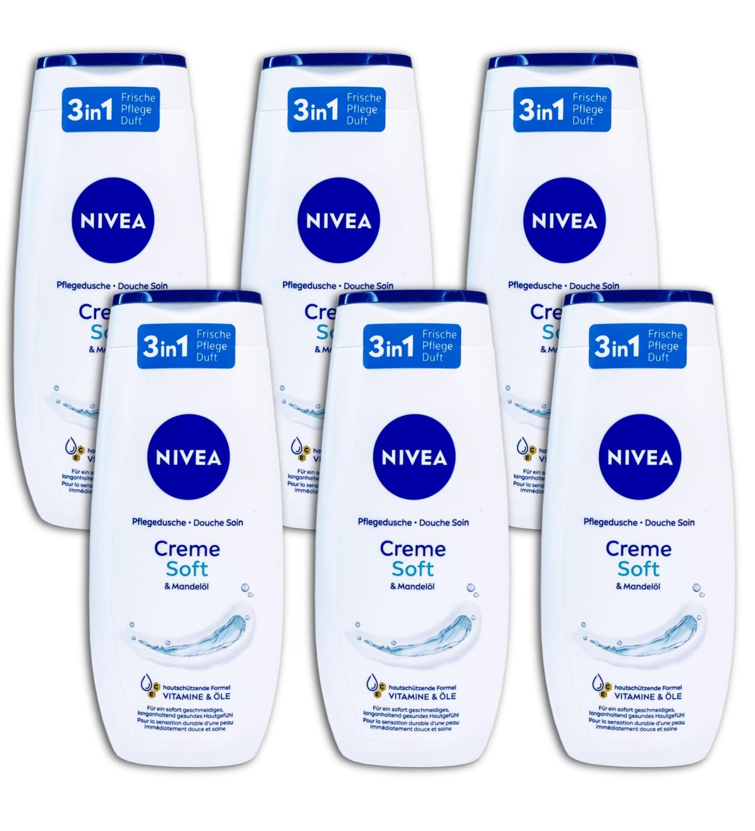 NIVEA NIVEA 6 x 250 ml Shower Gel Cream & Almond Oil