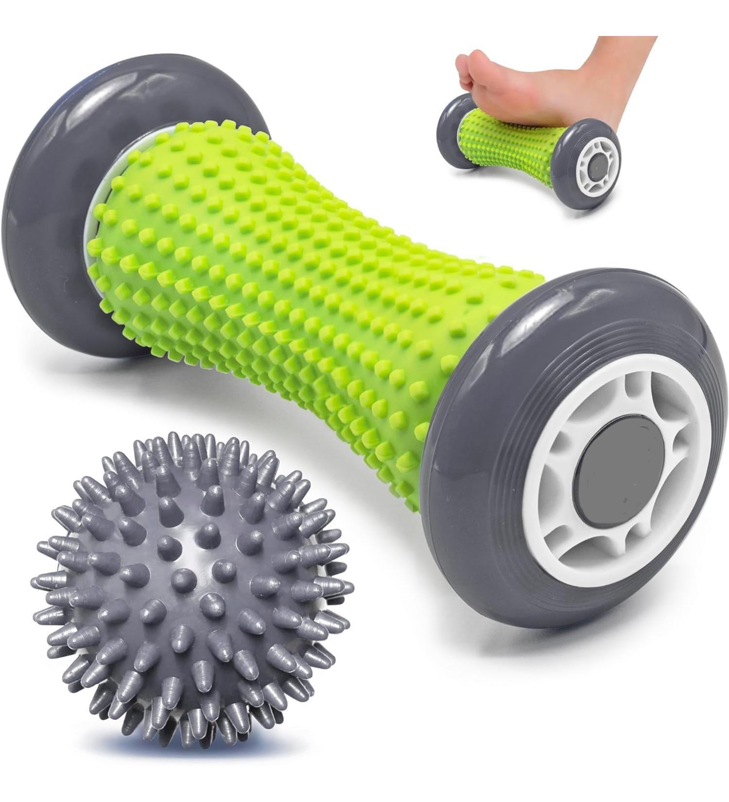 Foot Massage Roller & Hard Spiked Ball Set for Plantar Fasciitis Relief | Stress Relief & Muscle Relaxation | Perfect for Wrist & Forearm Pain - Buy Online on GoSupps.com