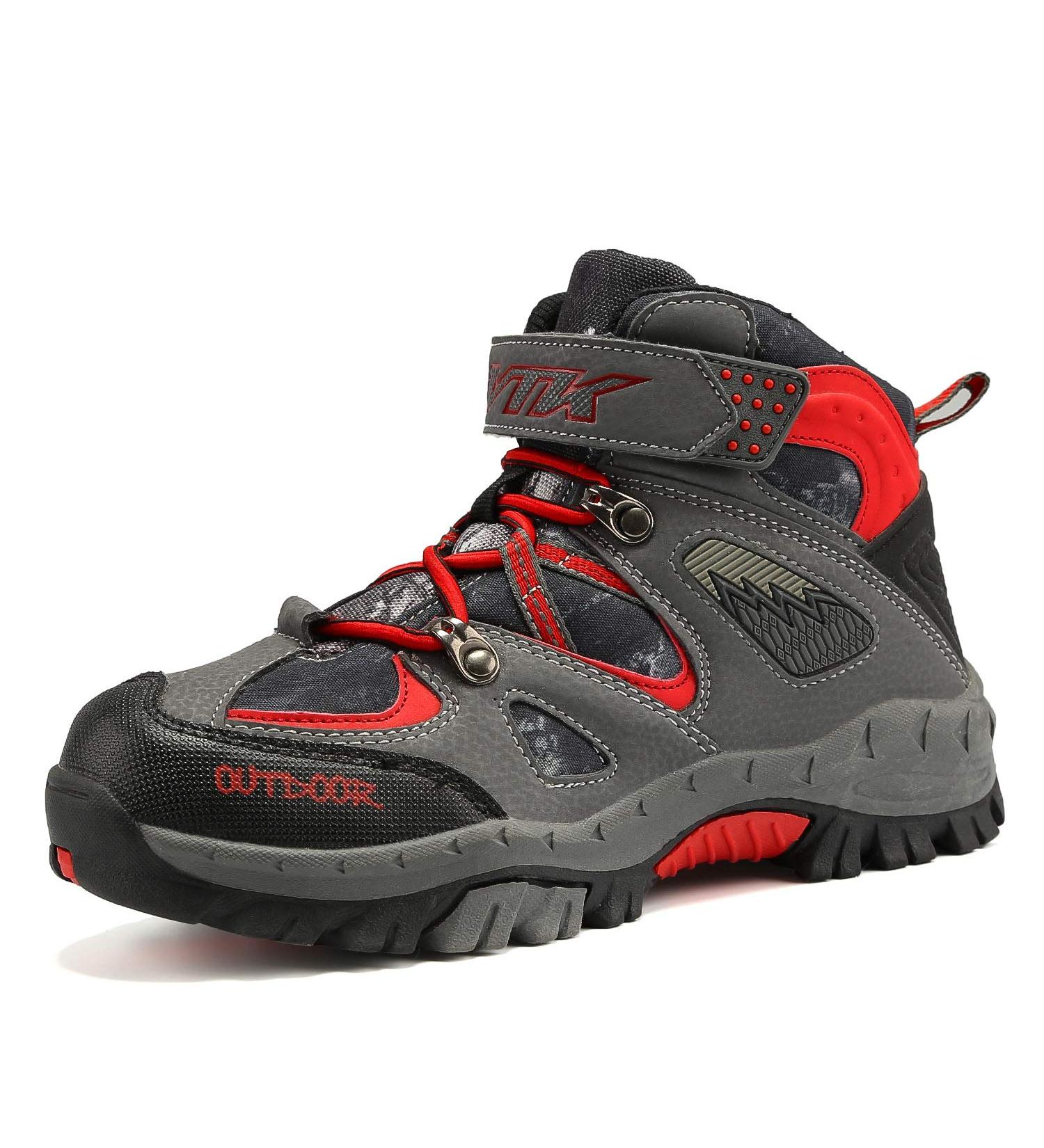 JMFCHI Kids Hiking Boots - Boys & Girls Snow Boots for Outdoor Sports - Durable & Comfortable Ankle Boots for Winter - 4 Big Kid 8032 Grey Red - Buy Online on GoSupps.com