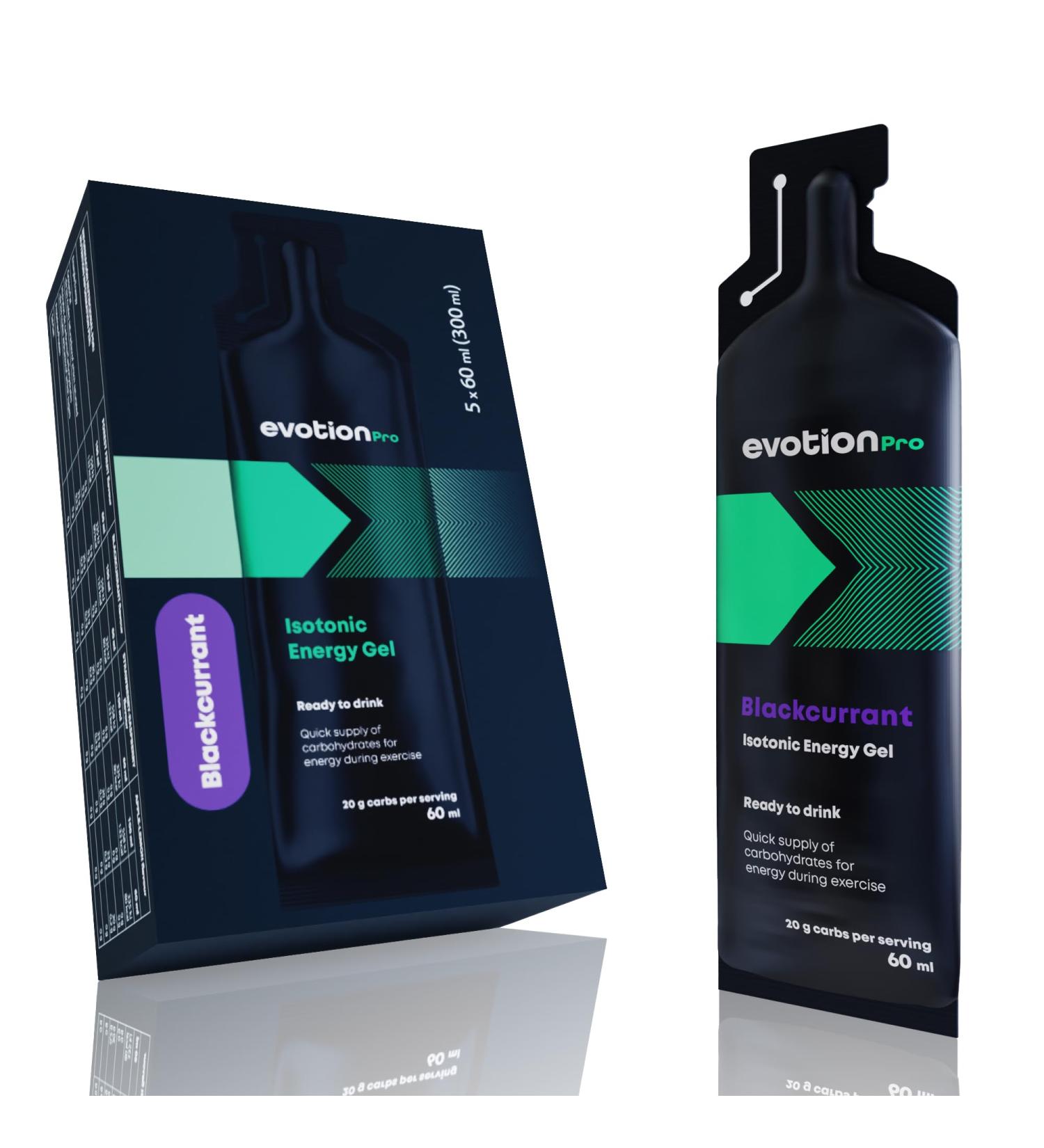 Evotion Pro High Energy Gel - 5x60ml | 80KCAL | 20G Carbs | Currant Flavored Malodextrin Power Gel for Running & Marathon Energy - Buy Online on GoSupps.com