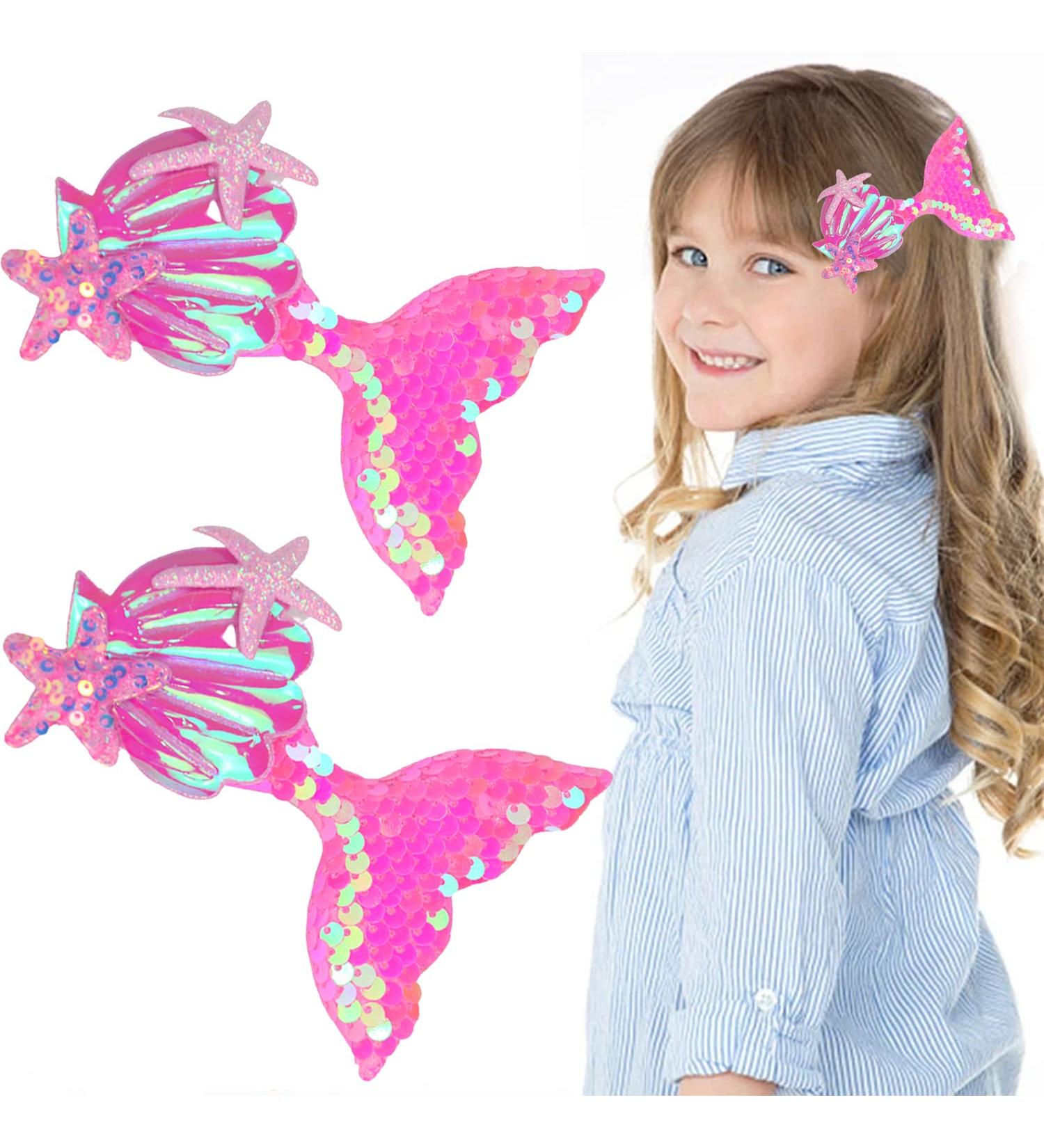 Mermaid Tail Hair Sparkling Pins - Pink Hair Clips for Women and Girls - Buy Online on GoSupps.com