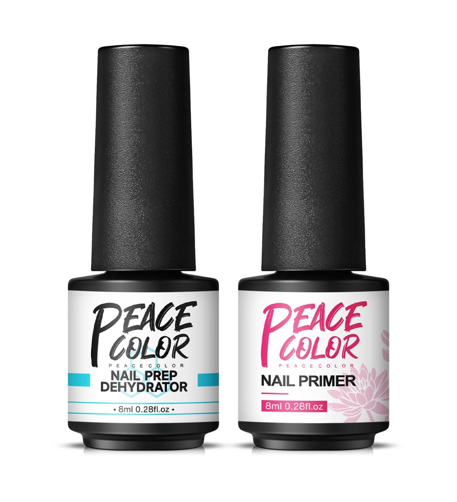 Peacecolor Primer for Gel Nails Dehydrator for Nails Professional Nail Prep Quick Air Dry Superior Bonding Primer Set for Gel Nail Polish Acrylic Nails Poly Nails Gel 8 ml - Buy Online on GoSupps.com