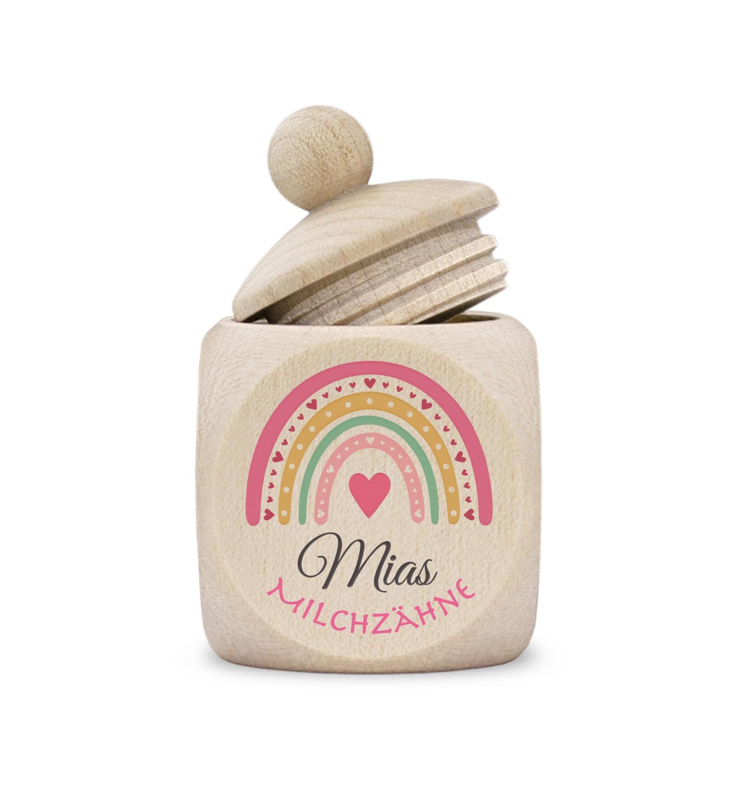 Personalized Kultdog Tooth Tin for Girls - Modern Rainbow Pink Design (4x4x6cm) | Unique Milk Teeth Keepsake - Buy Online on GoSupps.com