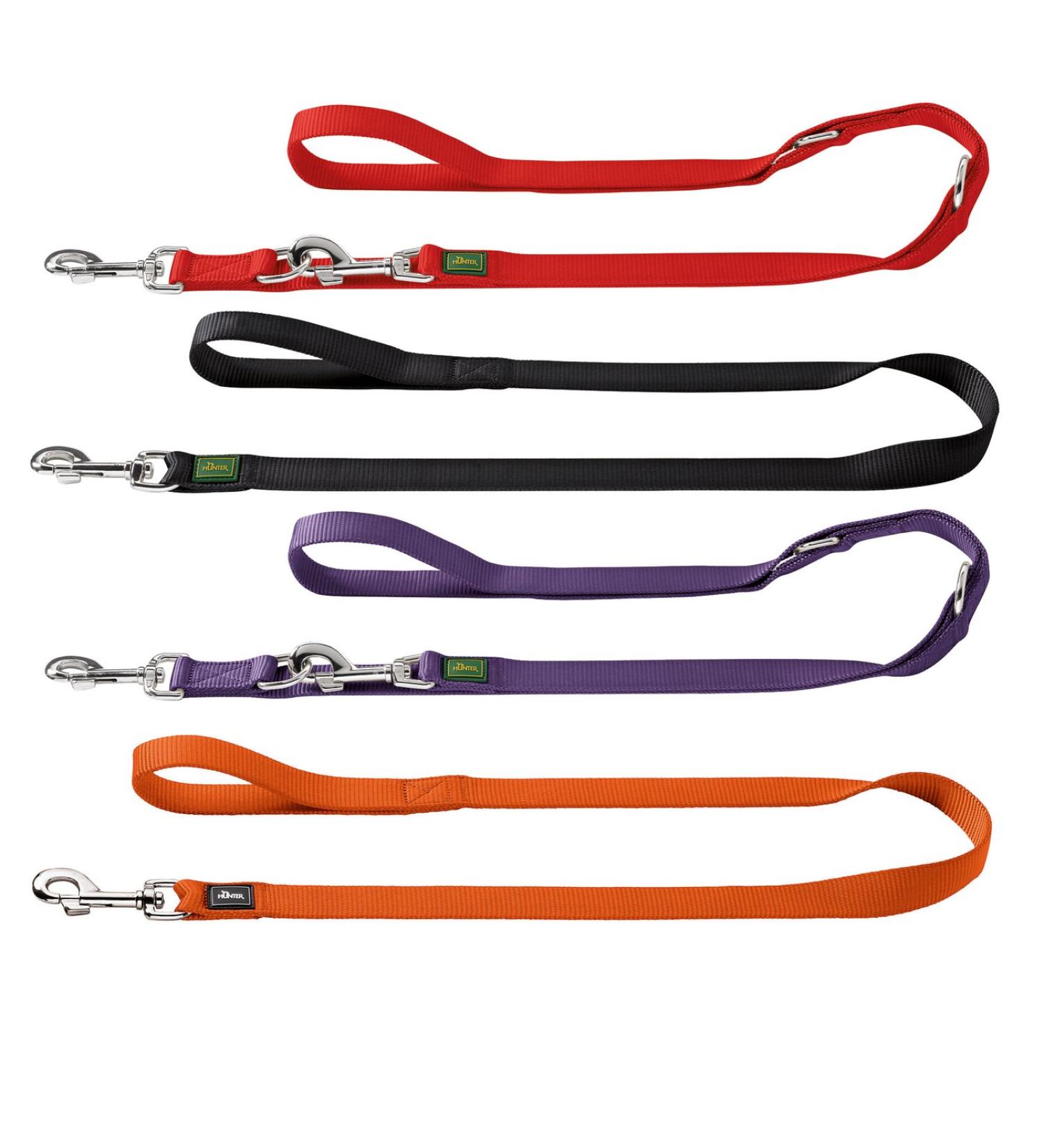 HUNTER Adjustable leash made of soft non-slip nylon classic 1.5 x 200 cm grey grey 1.5 x 200 cm