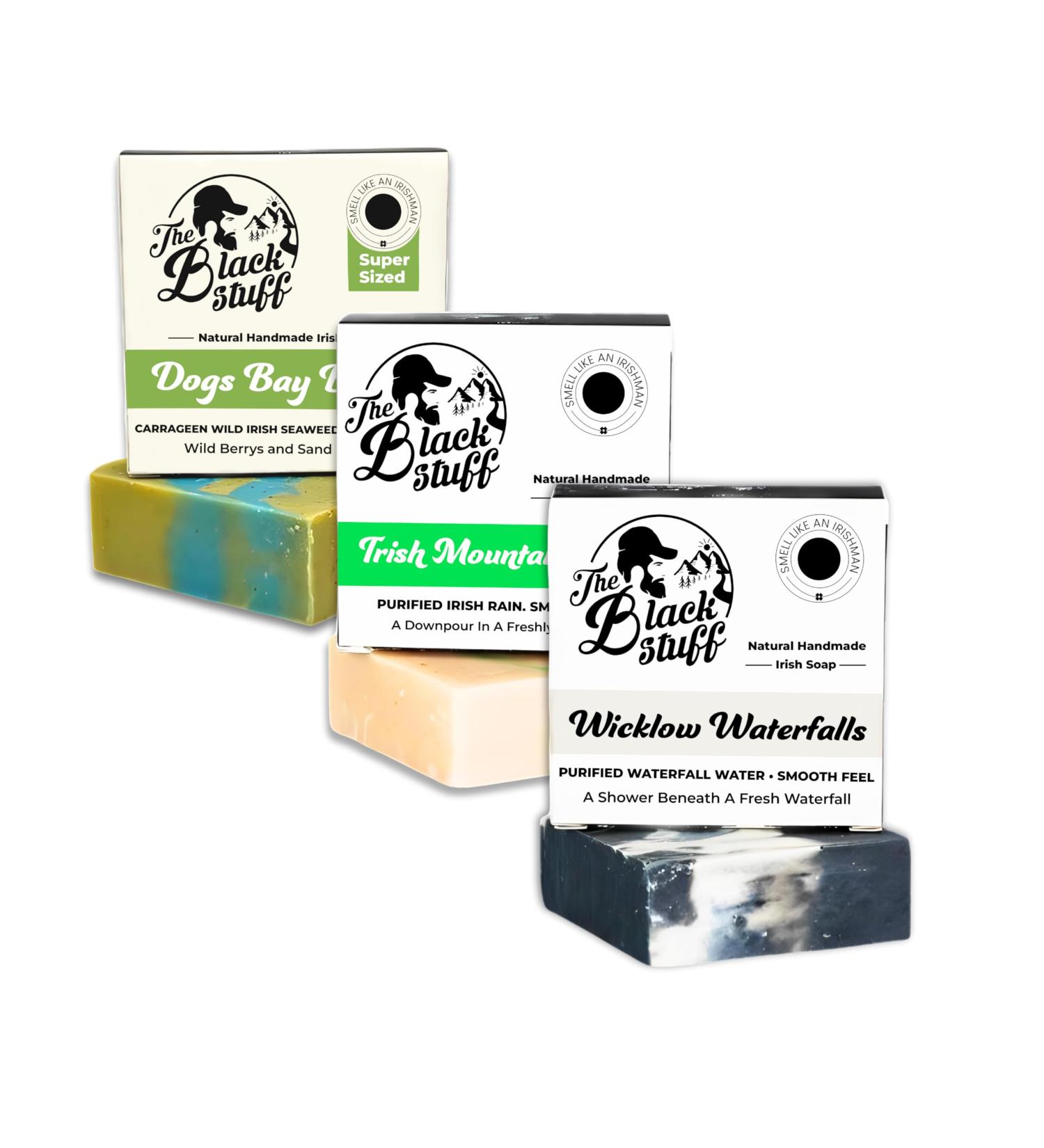 Buy Handmade All-Natural Bar Soap for Men | Cold Process Organic Ingredients Essential Oils | Daily Use - Wicklow Waterfall Irish Rain Mountain Dogs Bay Beach - Buy Online on GoSupps.com