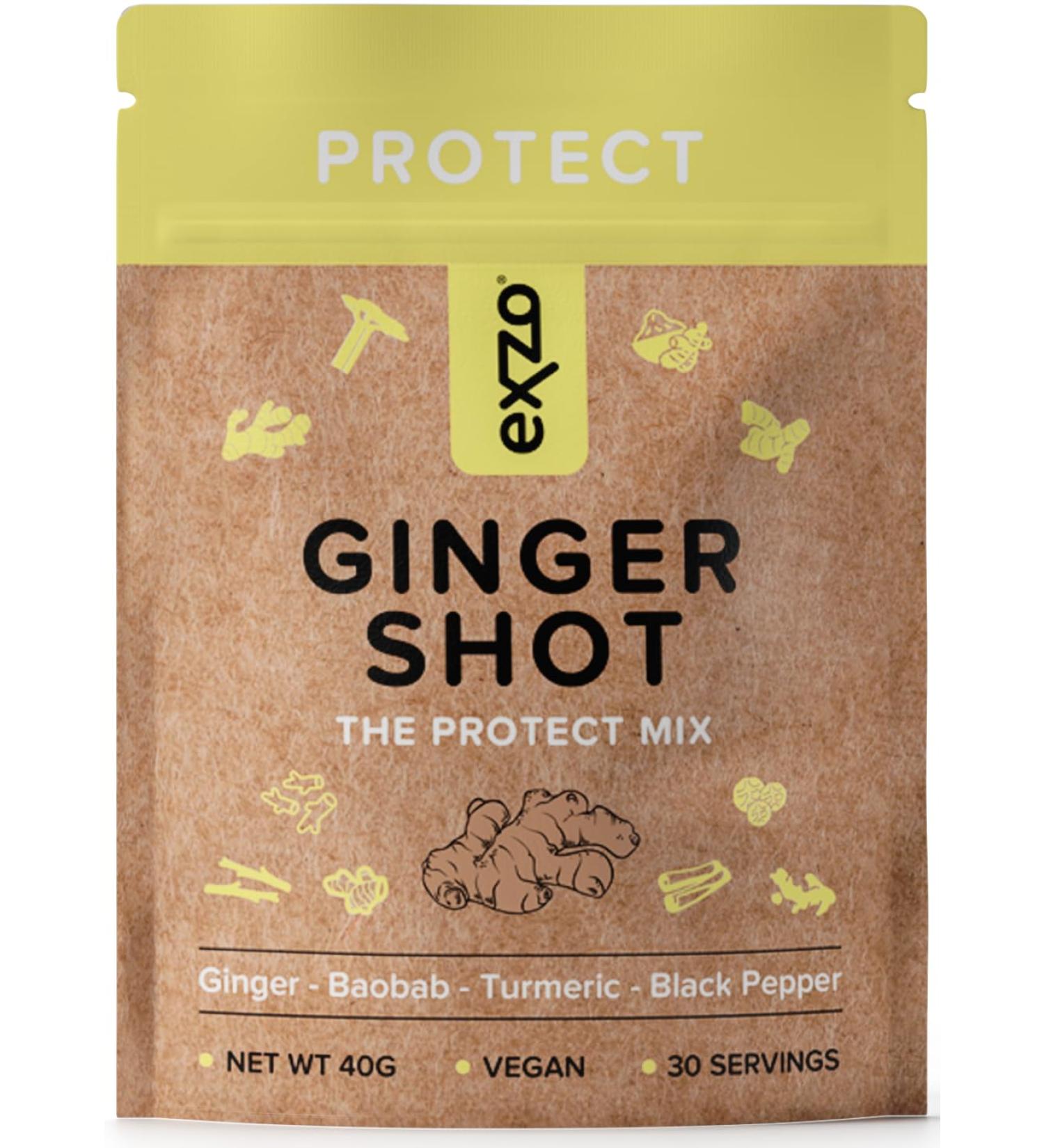 Ginger Shot with Turmeric and Black Pepper Powder Vitamin C and Zinc - 30 Shots - Buy Online on GoSupps.com