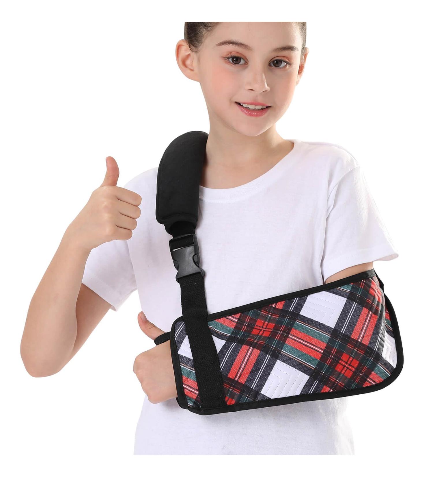 Buy Kids Arm Sling - Soft Plaid Shoulder Immobilizer for Children - Breathable Fabric & Adjustable Buckle - Red (Large) | International Shipping Available - Buy Online on GoSupps.com