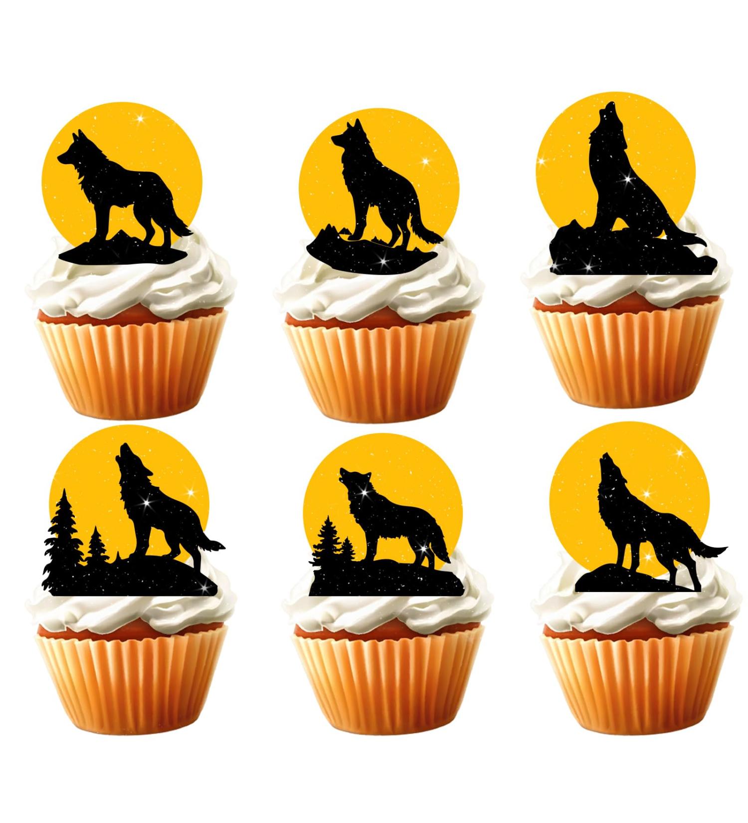 18pcs Wolf Cupcake Toppers for Kids Adult Wolf Birthday Party Decorations Night of the Wolf Party Favors Supplies Werewolf Animal Howl Wolf Cake Decorations - Buy Online on GoSupps.com