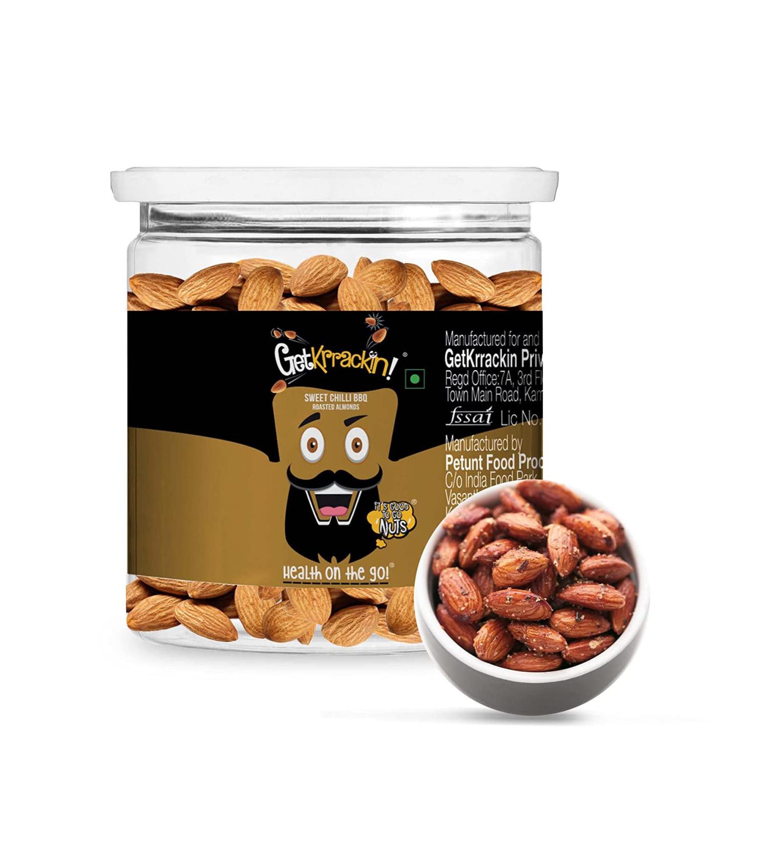 GetKrrackin! Sweet Chilli BBQ Roasted Almonds - 200g PET