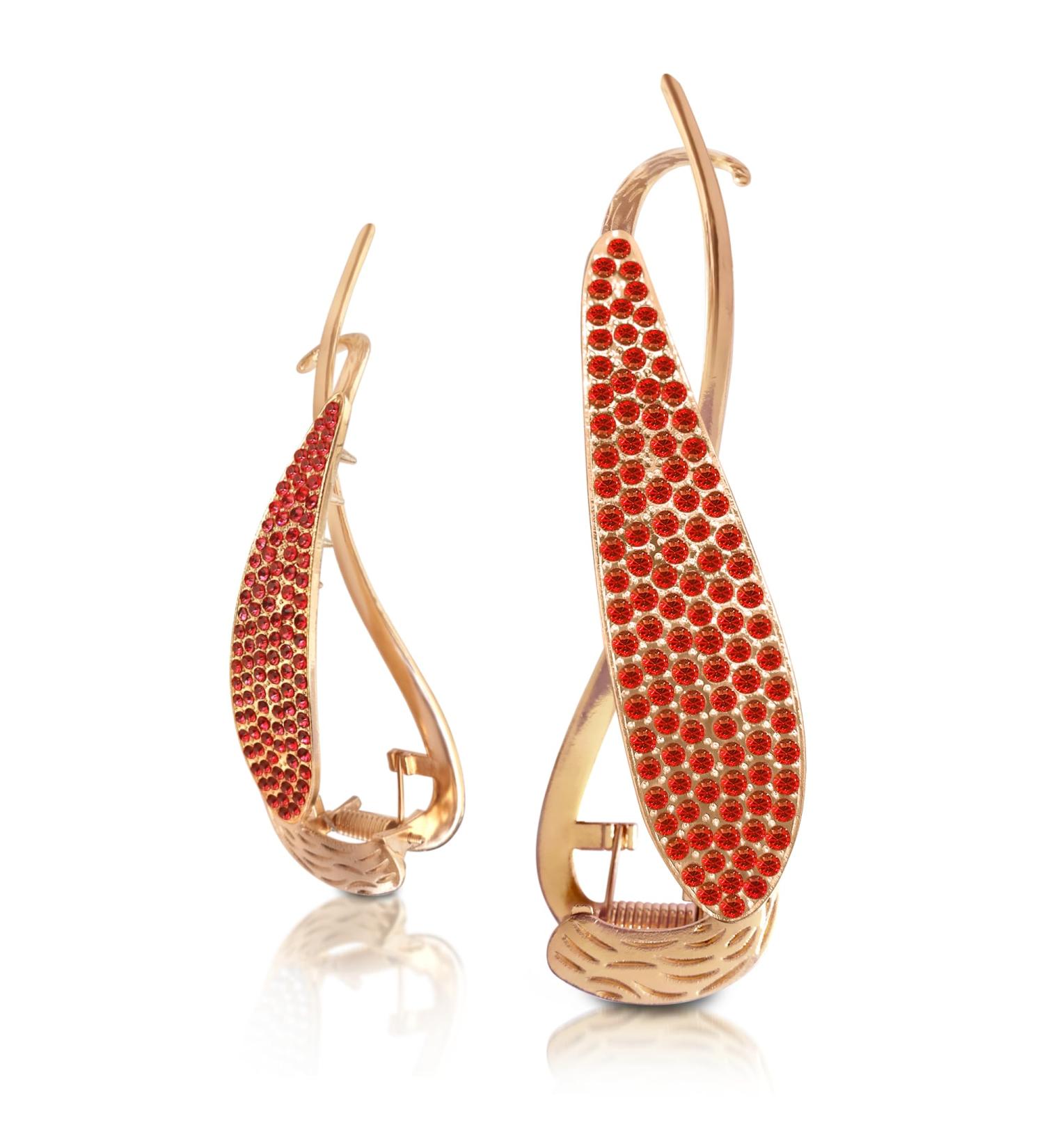 Sanas Banana Clip Metal Hair Clips Rhinestone French Barrette Korean Hair Accessories for Women 1 Pc (Diamond - Red) - Buy Online on GoSupps.com