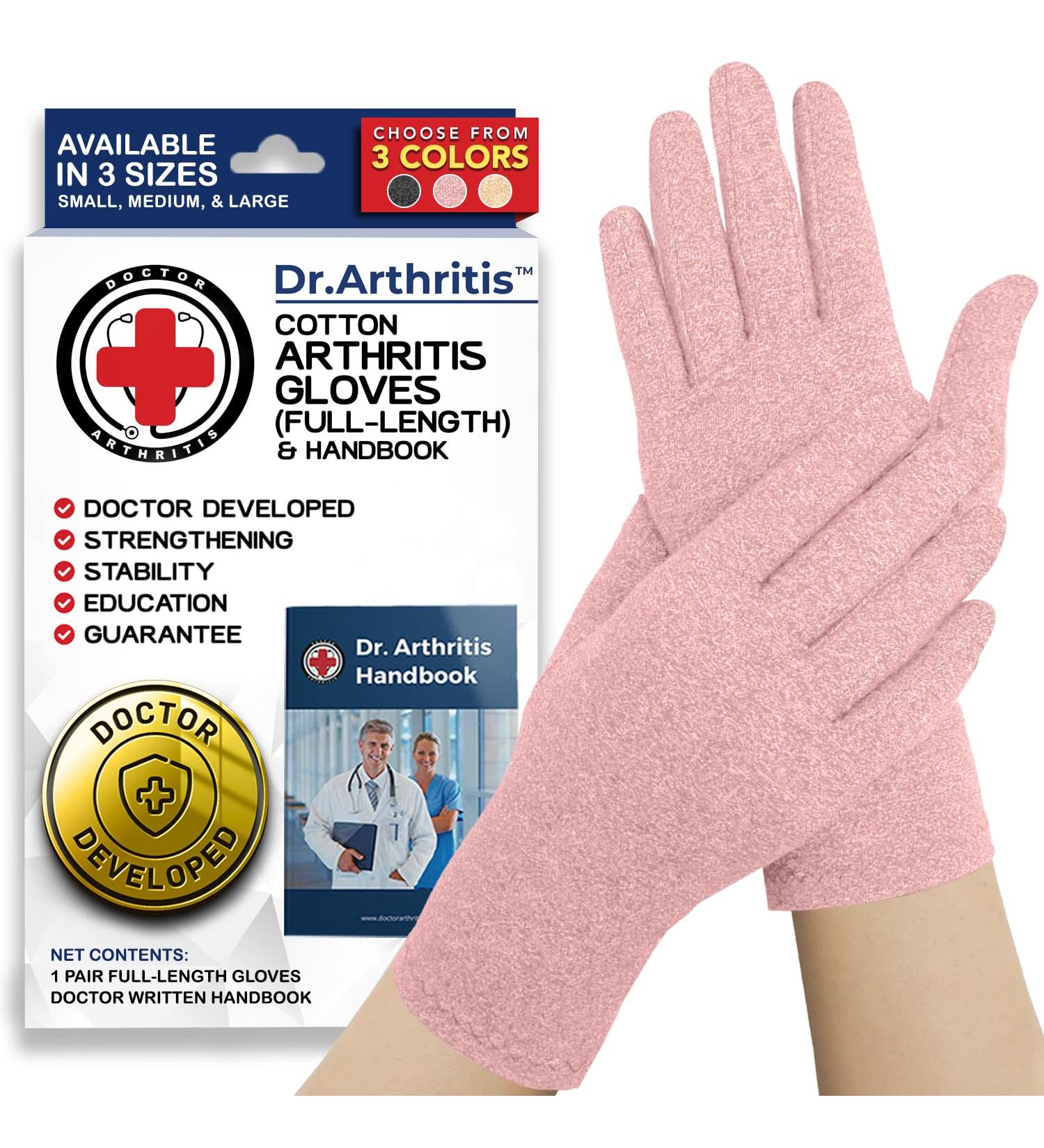 Doctor Developed Full Fingered Arthritis Gloves/Compression Gloves + Handbook - Pink (S) - Relief for Joint Conditions, Raynauds Disease & Carpal Tunnel - Buy Online on GoSupps.com