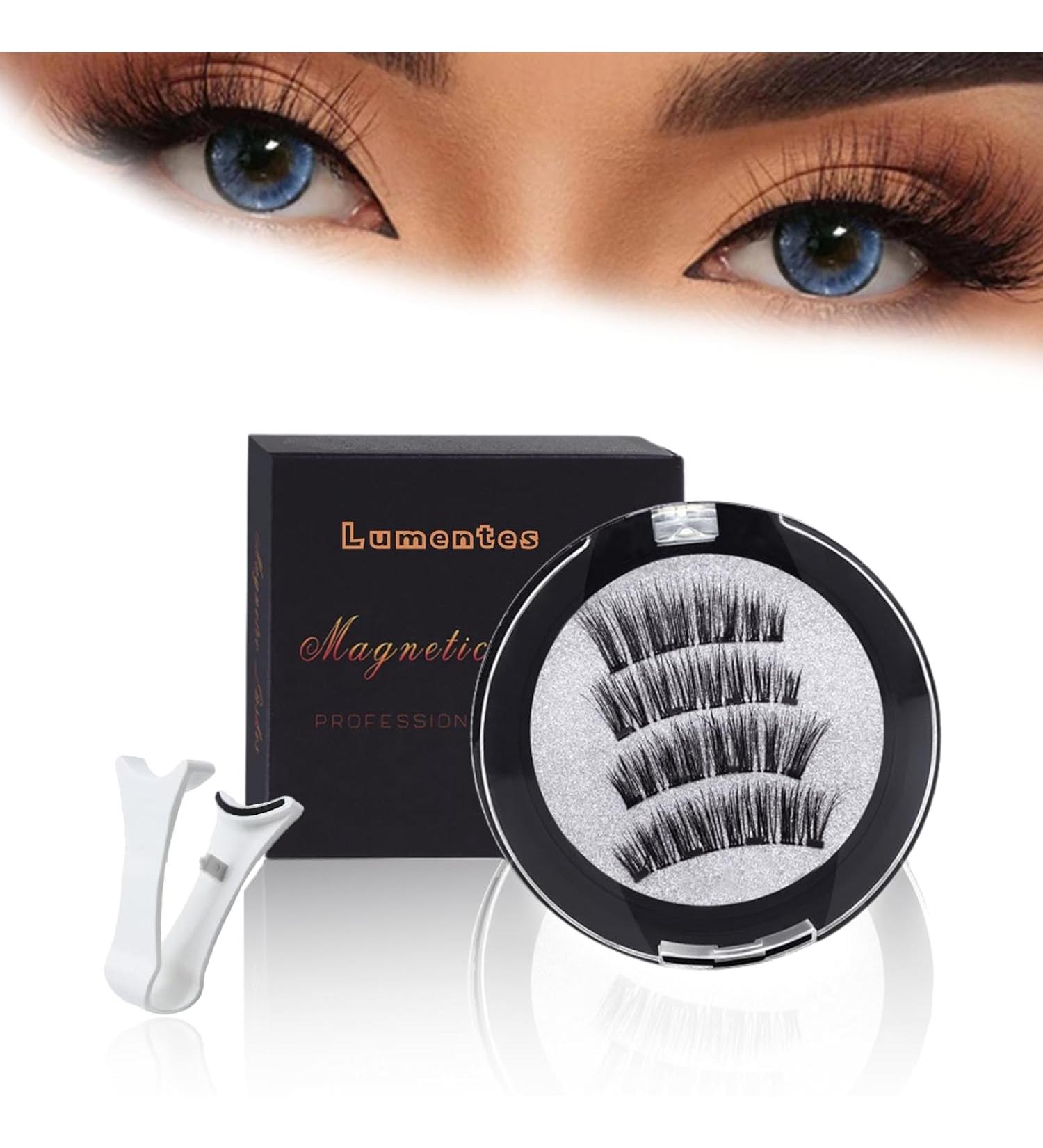 Lumentes Magnetic Eyelashes Reusable Magnetic Eyelashes Slim False Eyelash Kit Natural Looking Magnetic Eyelashes. (Nature) (Nature) Black
