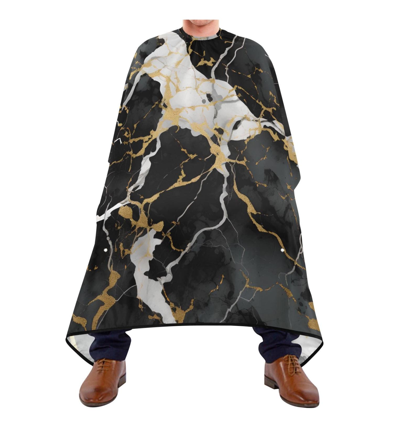 Shop Waterproof Barber Cape - Black Marble & Cheetah Haircut Bib for Men & Women | Unisex Hair Cutting Cape - Buy Online on GoSupps.com