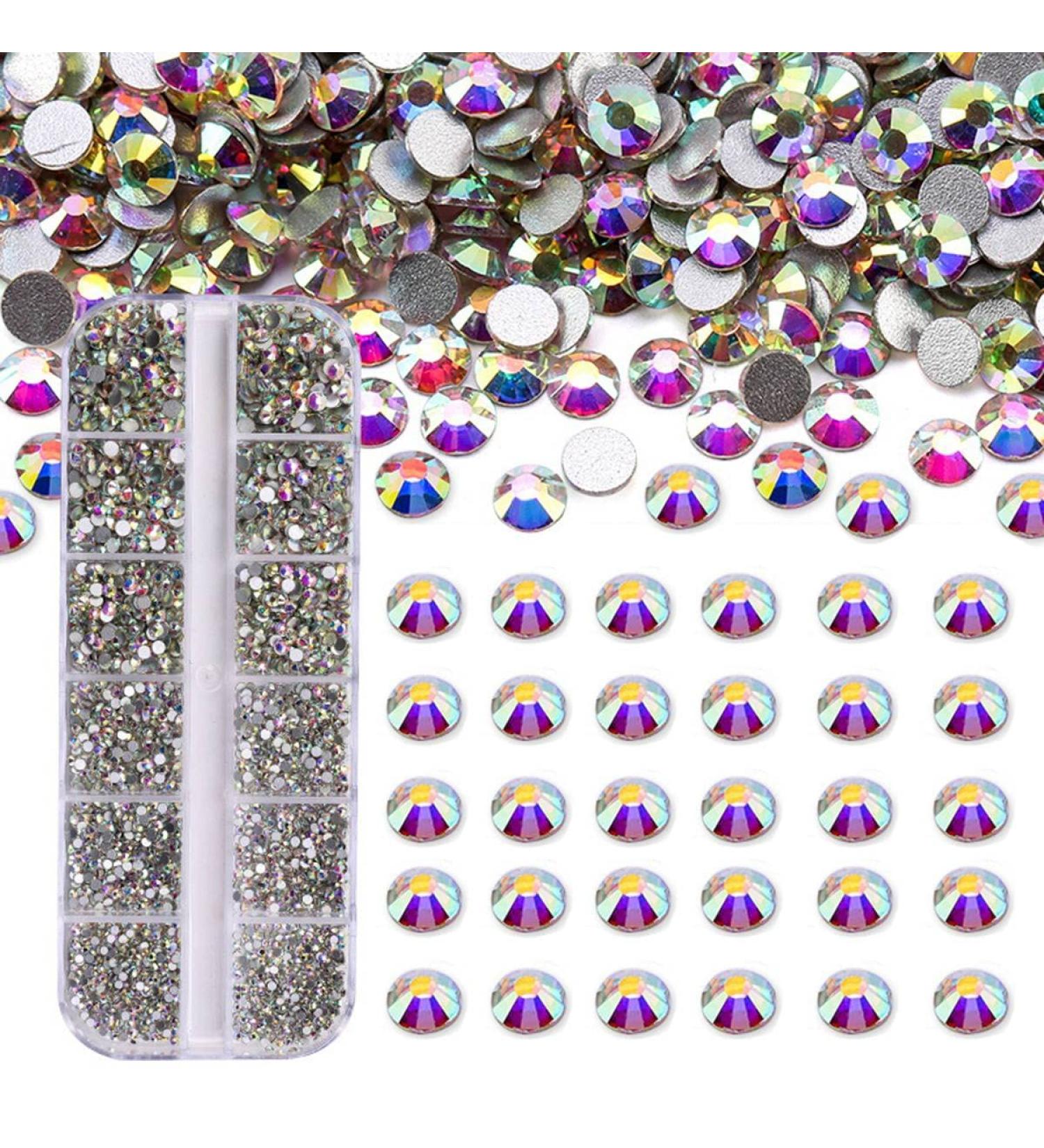 Pzhoais 3600 Pcs Rhinestone 6 Sizes Flatback Round Glass Crystal Rhinestones Glass for DIY Manicure Color - Buy Online on GoSupps.com