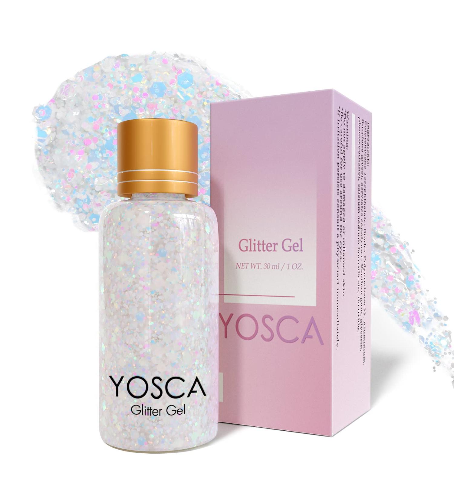 Yosca Holographic Body Glitter Gel 30ML - Mermaid Sequins Chunky Powder for Women, Hair, Festival Makeup - Pearl - Buy Online on GoSupps.com