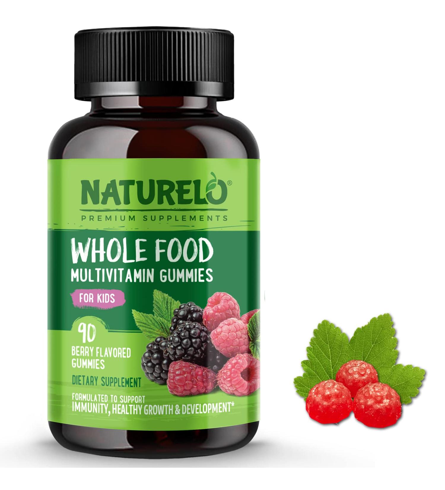 NATURELO Kids Berry Vitamin Gummies - Whole Food, 90 Count - Natural Nutrition - Buy Online on GoSupps.com