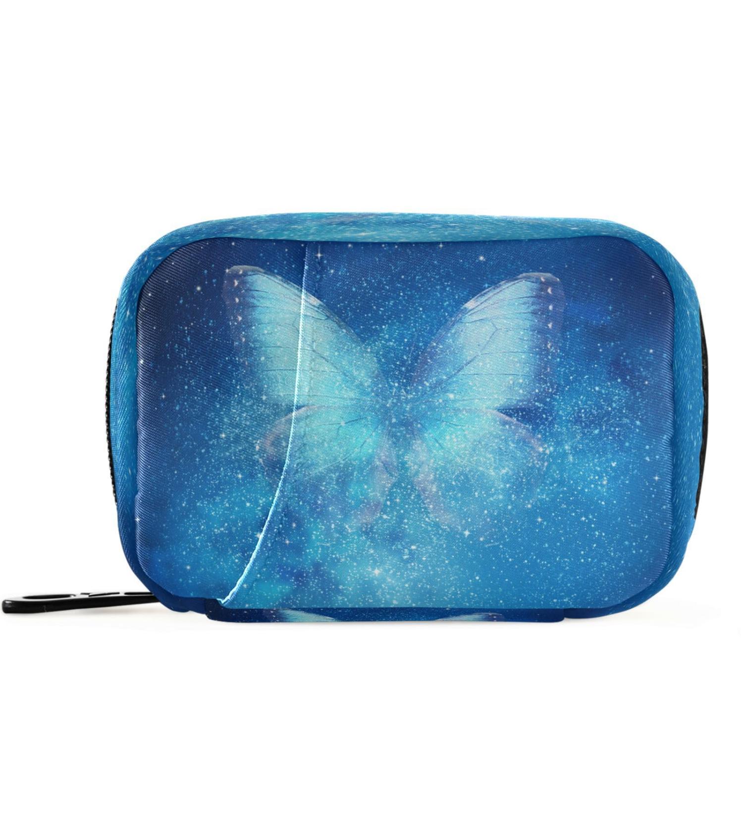 Pfrewn 7-Day Pill Organizer Case - Portable Galaxy Butterflies Travel Pill Box for Vitamins & Supplements - Zipper Pouch for Easy Use - Buy Online on GoSupps.com