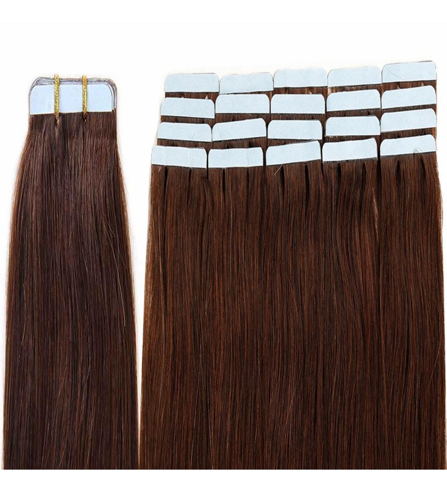 Buy UK Fashion Tape Extensions | 100g Real Hair Smooth Medium Brown #04 16-inch (40cm) - 100% Remy Hair - Buy Online on GoSupps.com