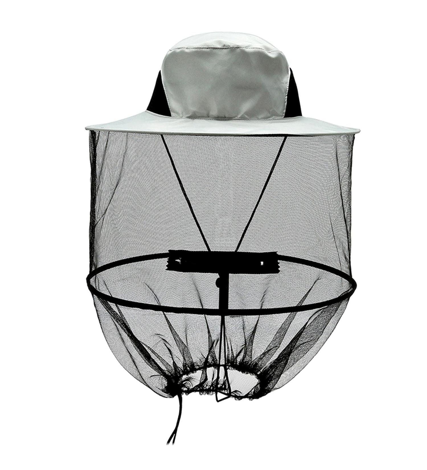 MUNSKT Grey Mosquito Head Net Sun Hat with Face Netting - Wide Brim Protection for Outdoor Activities - Buy Online on GoSupps.com
