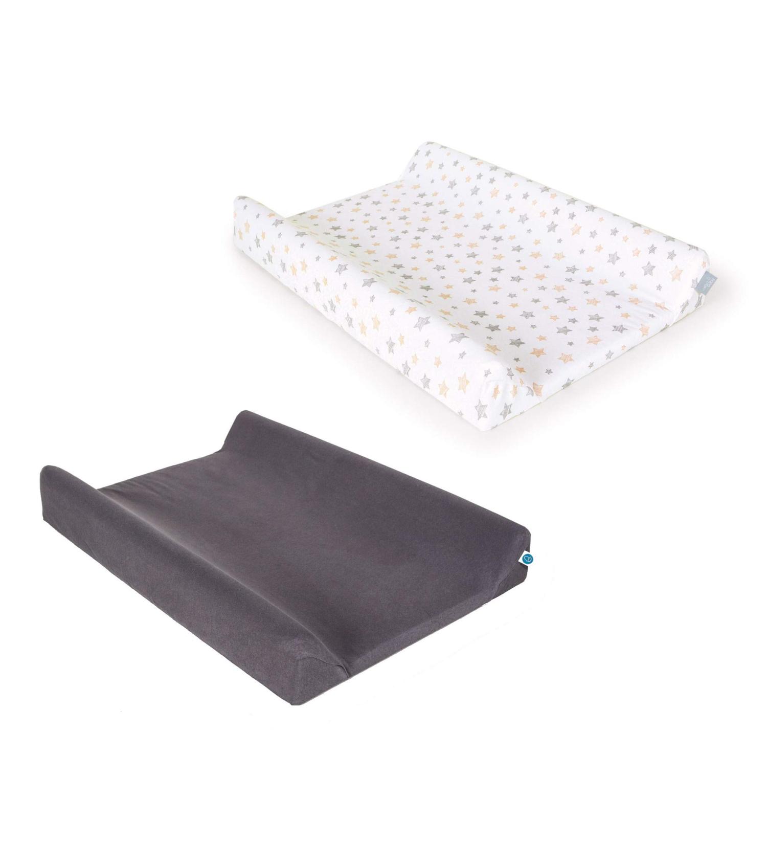 Ceba Baby Changing Pad Covers Set - 2 Wrap Edition Extra Thick Cotton Dark Gray Star Design Fits 50x70/50x80 cm Diaper Pad - Buy Online on GoSupps.com