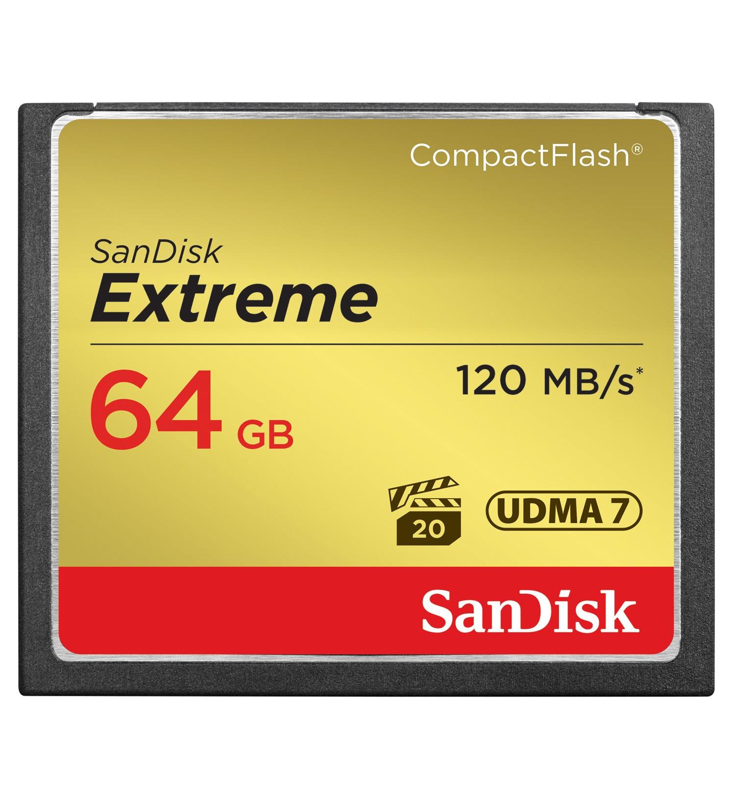 SanDisk 64GB Extreme CompactFlash Memory Card UDMA 7 - Up To 120MB/s Speed - SDCFXSB-064G-G46 - Buy Online on GoSupps.com