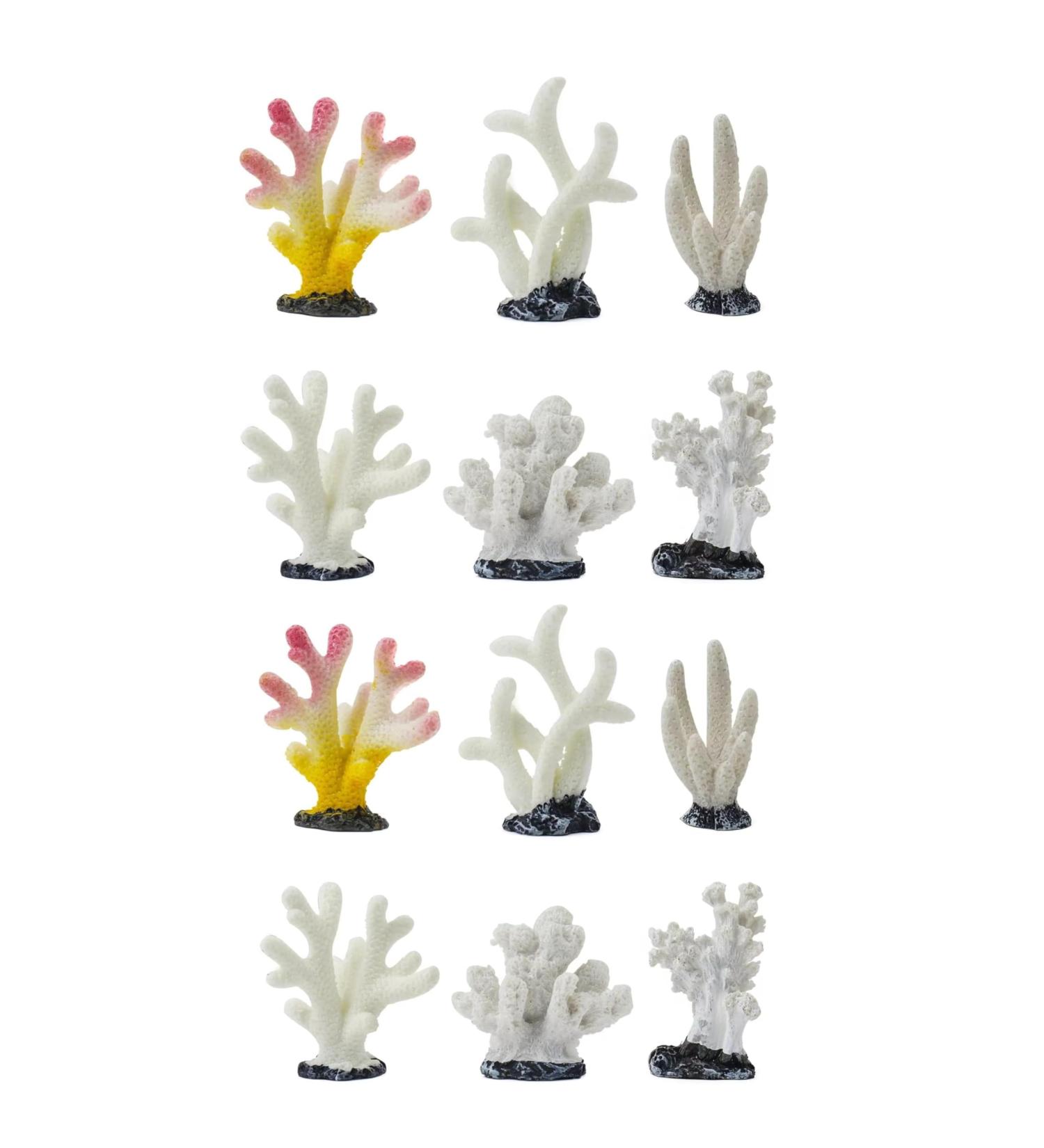 Ctpeng 12 Pieces Small Artificial Coral Decoration - White Resin Coral Reef Decor for Aquariums - Ideal Aquatic Decor for International Shipping - Buy Online on GoSupps.com