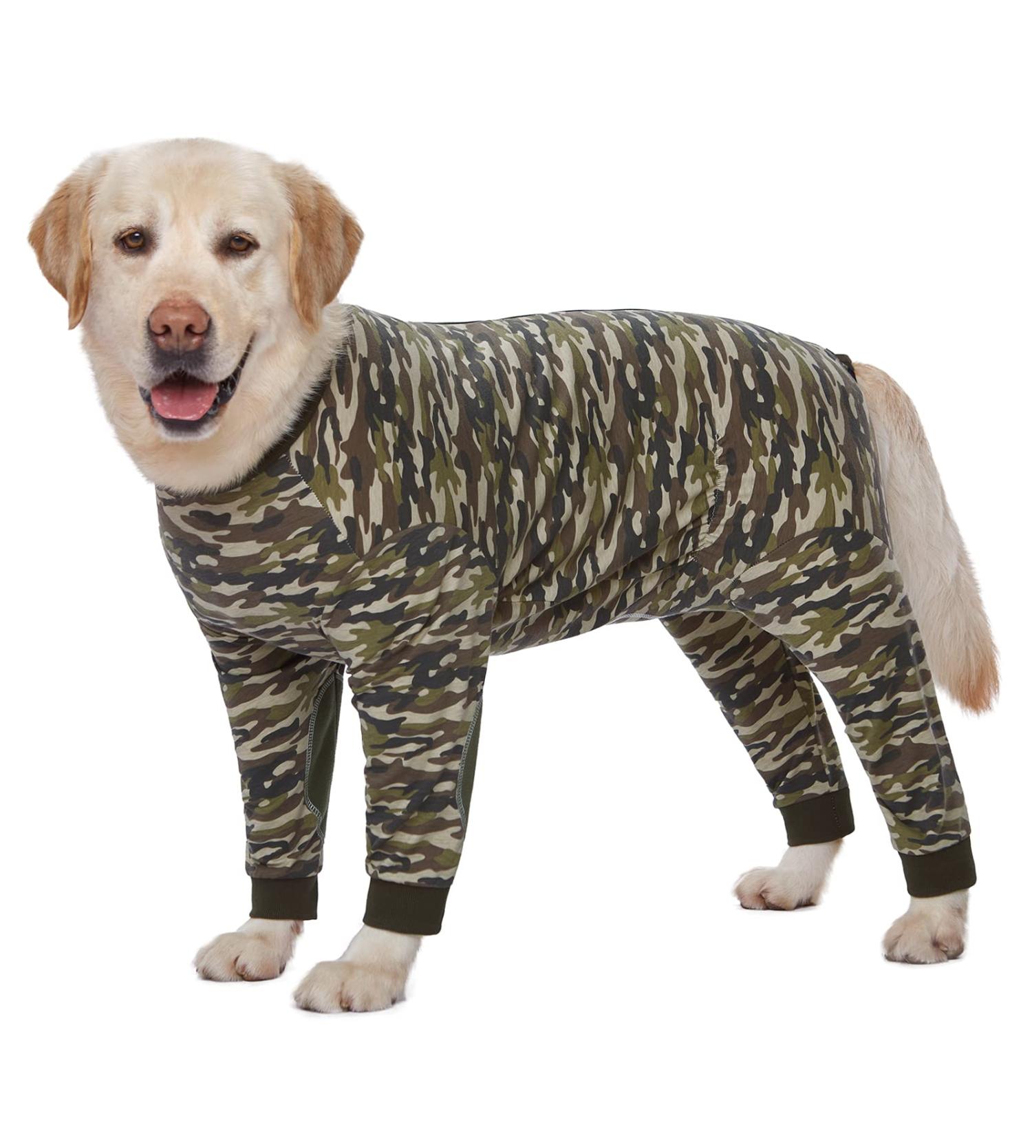 YeaPeeto One-Divider Pajamas for Large & Medium Dogs - Relaxation Allergy Relief Wound Protection Anti-Licking Cone Alternative (2xL Camouflage) - Buy Online on GoSupps.com