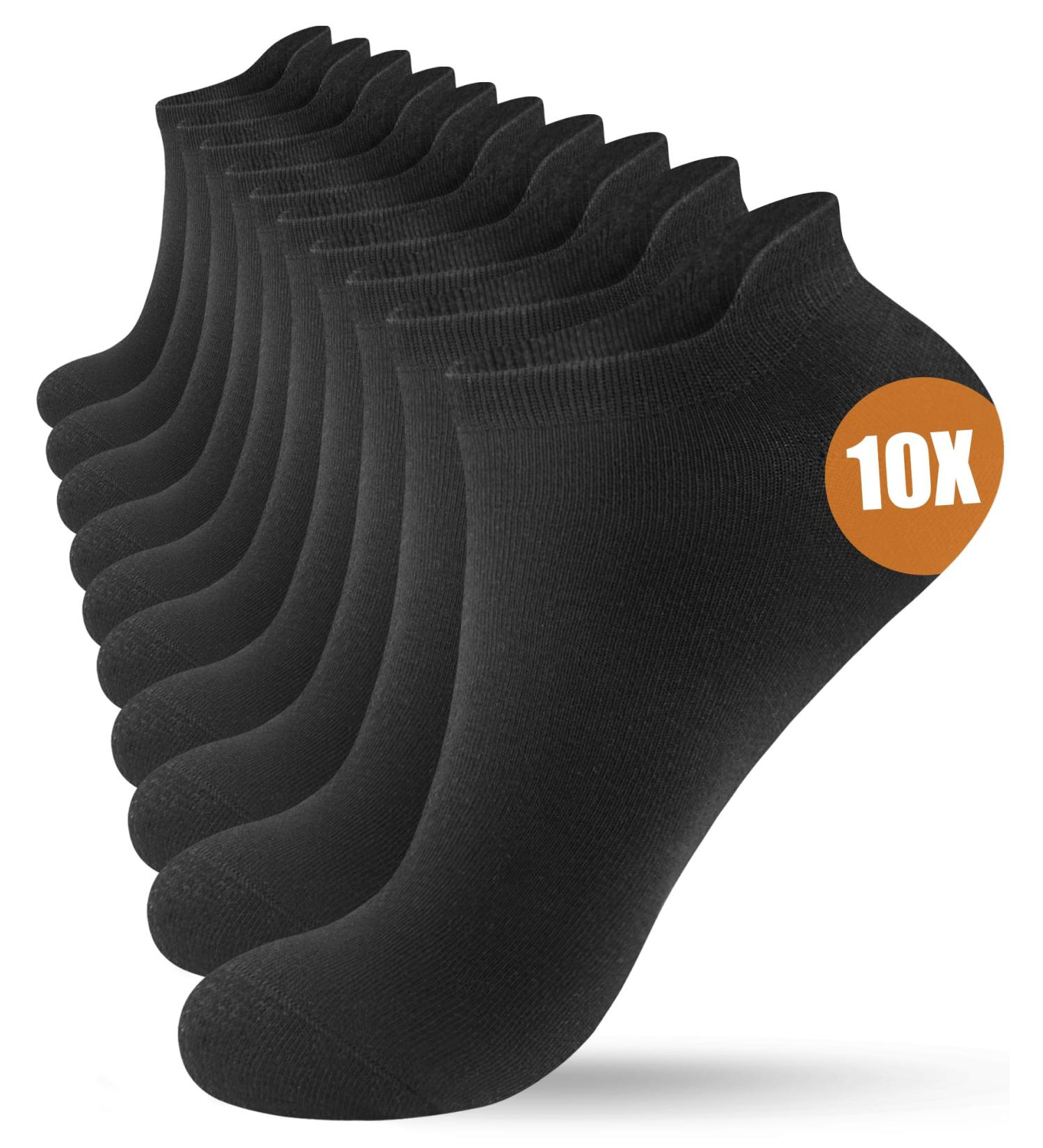 YESWEL 10 Pairs Sneaker Socks for Men & Women | Cotton Sports & Breathable Running Socks (Size 43-46) - Short Black - Buy Online on GoSupps.com