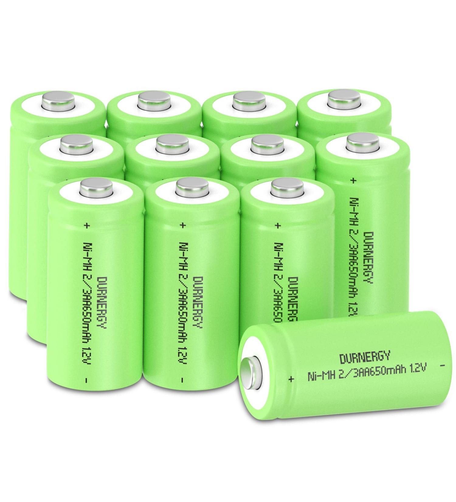 Rechargeable 2/3AA Batteries 12 Pack - 650mAh NiMH for Solar Lights | Long-lasting Eco-Friendly Power Cell - Buy Online on GoSupps.com