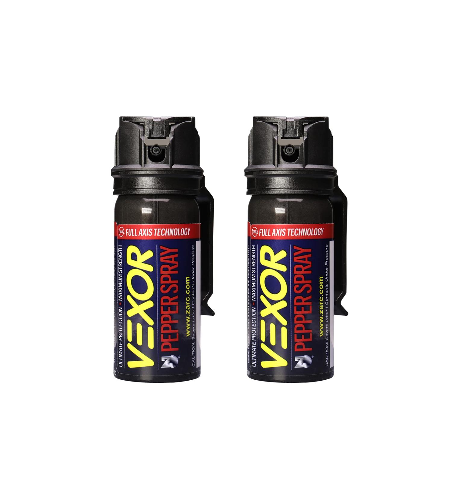 Vexor Pepper Spray 2 Pack - Full Axis Police Strength Self Defense | 20ft Range | 360 Capable | Flip Top Safety - Buy Online on GoSupps.com