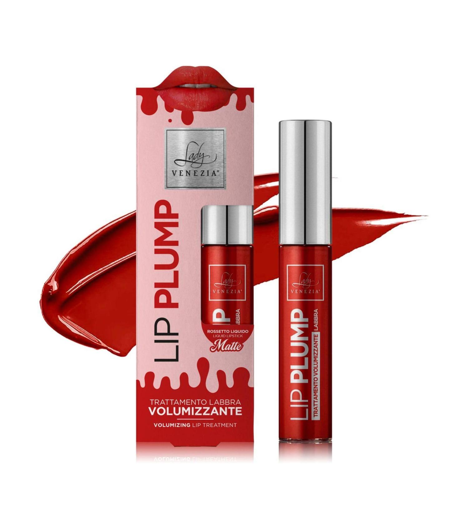 Lady Venezia Lip Plumping Volumizing Lady Venezia Instant Filling Effect Lip Plumper With Hyaluronic Acid Volume and Hydration (Classic Red 10 ml)