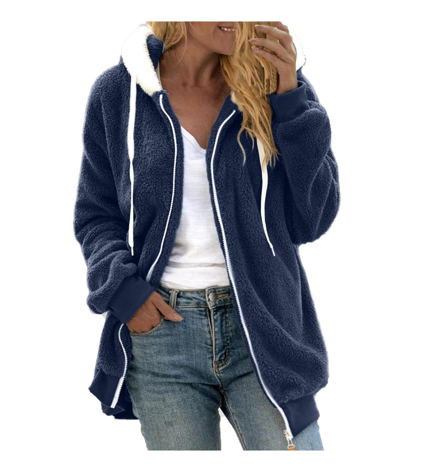 Hanxiulin Women's Oversized Plush Hoodie Jacket - Breathable Cozy Winter Fleece Coat - Buy Online on GoSupps.com