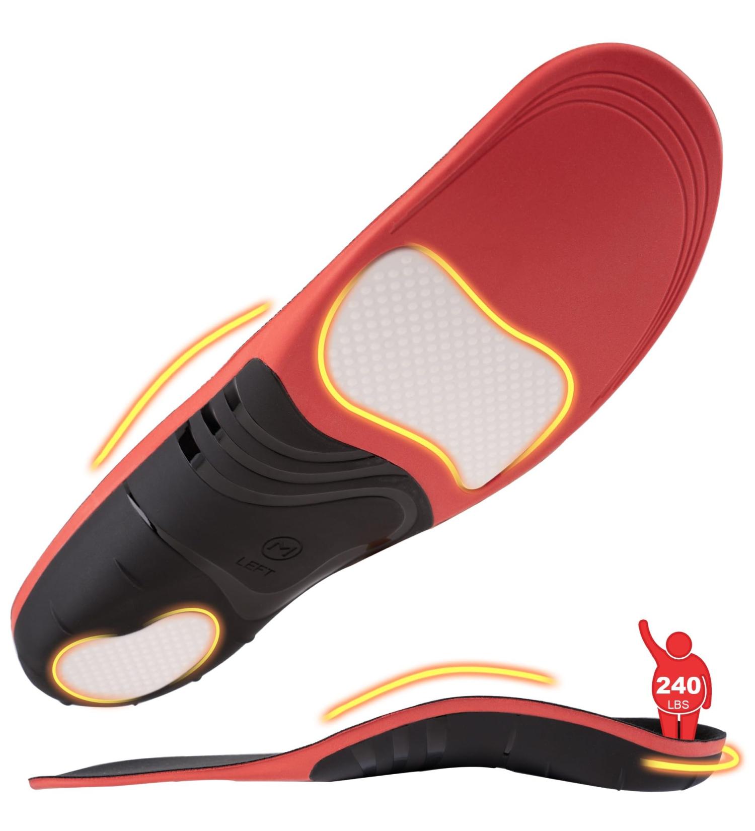 Plantar Fasciitis Insoles for Men & Women - 220+ lbs - Heavy Duty Orthotic Inserts for Foot Pain Relief & High Arch Support - Best for Standing All Day & Work Boots - Buy Online on GoSupps.com