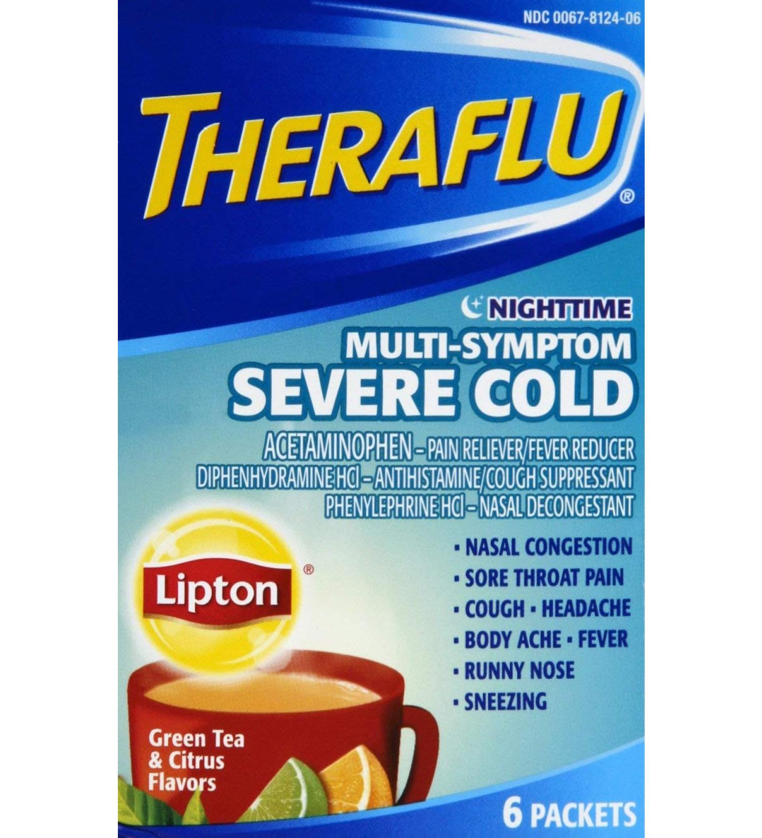 Theraflu Nite Time W/Lip Size 6ct Theraflu Night Time W/Lipton 6ct 6 Count (Pack of 1)