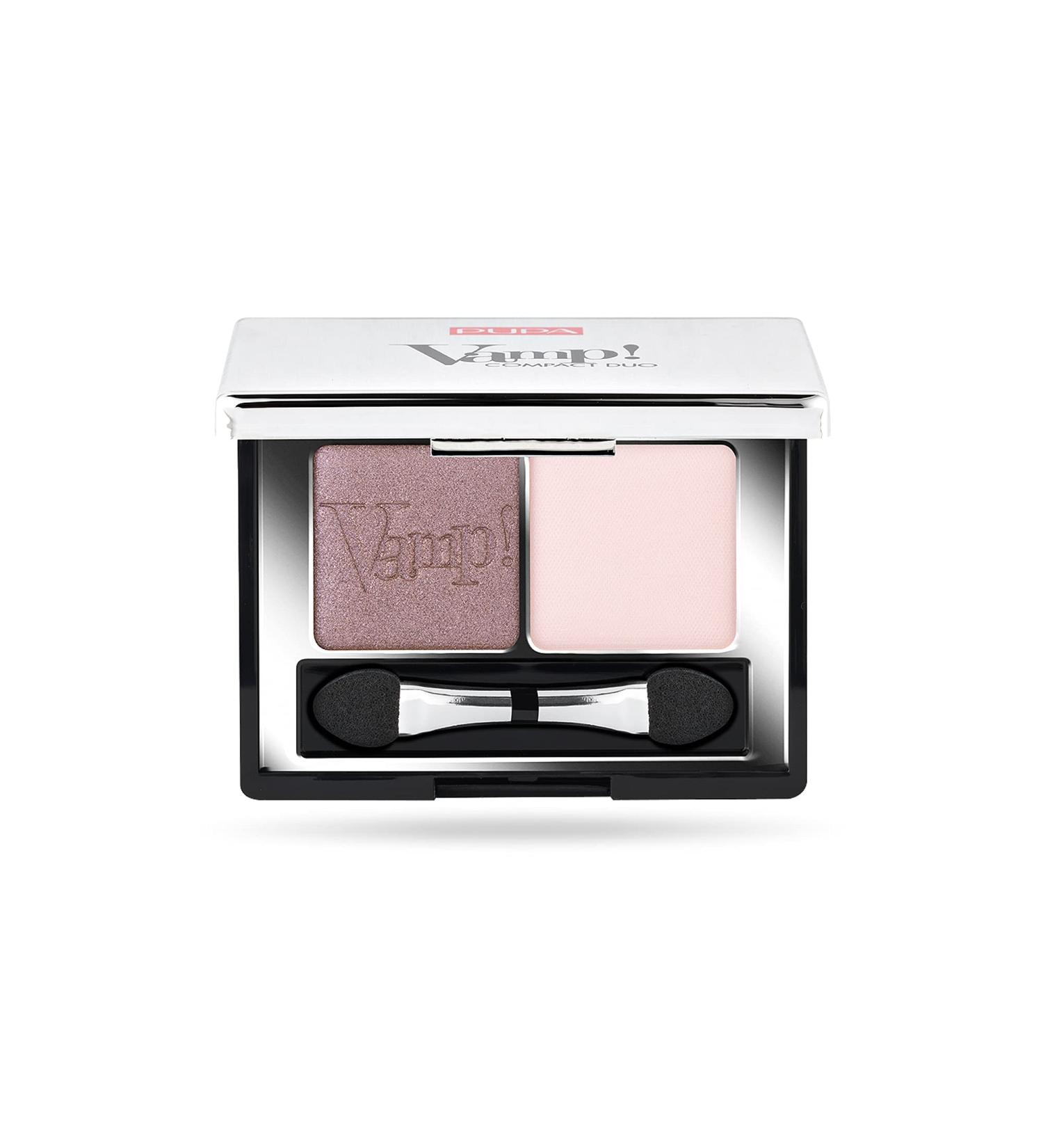 Pupa Milano Vamp! Compact Duo Eyeshadow - Adjustable Coverage And Great Blendability - High Concentration Of Pigments - Extra Fine And Texture - 003 Soft MaUVe - 0.078 Oz