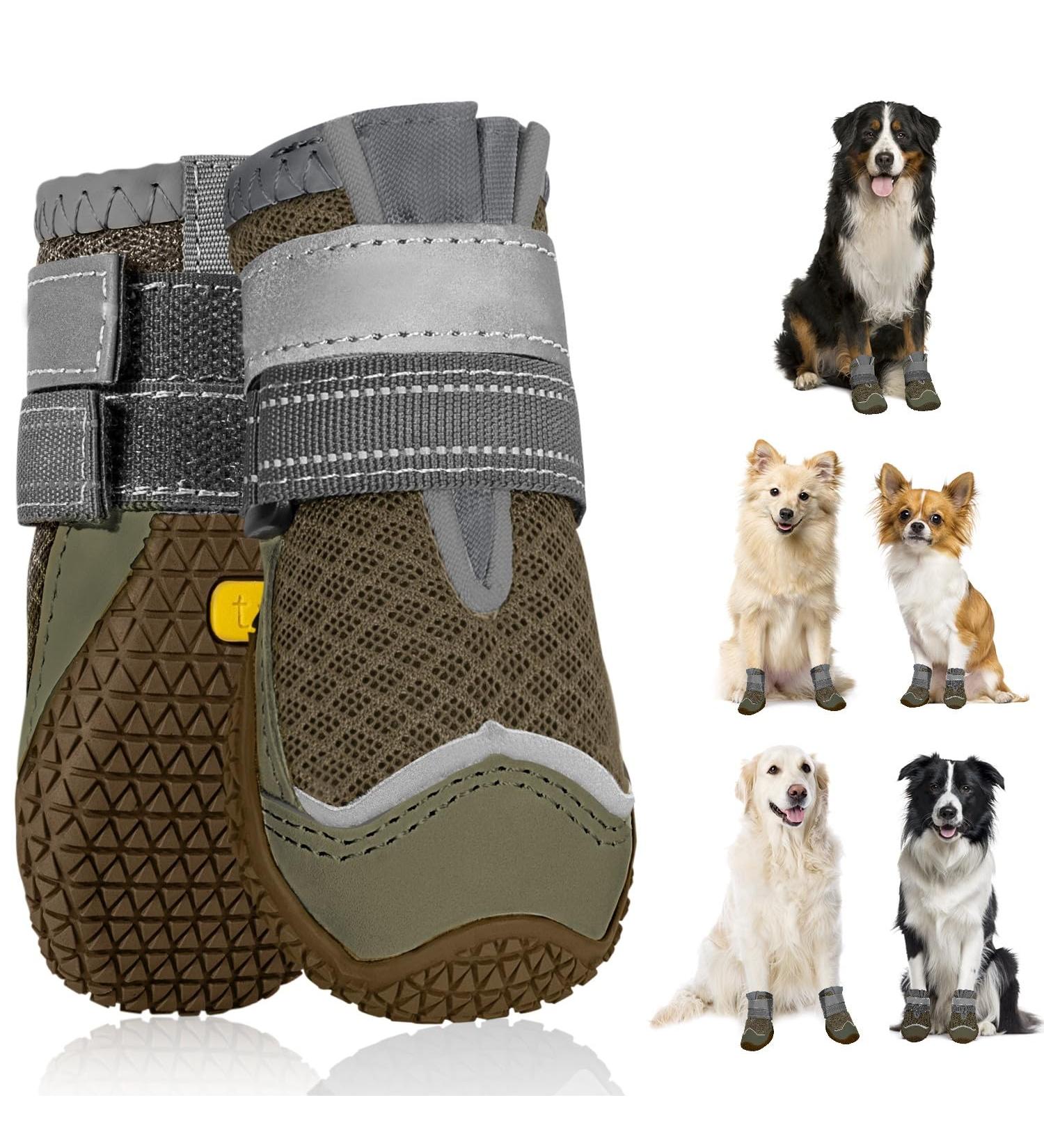 Slowton Dog Shoes for All Sizes - Breathable Non-Slip Paw Protection Boots with Adjustable Reflective Velcro Fastener - Outdoor Pet Footwear (Size 6 Width 6.5 cm Hellbraun) - Buy Online on GoSupps.com