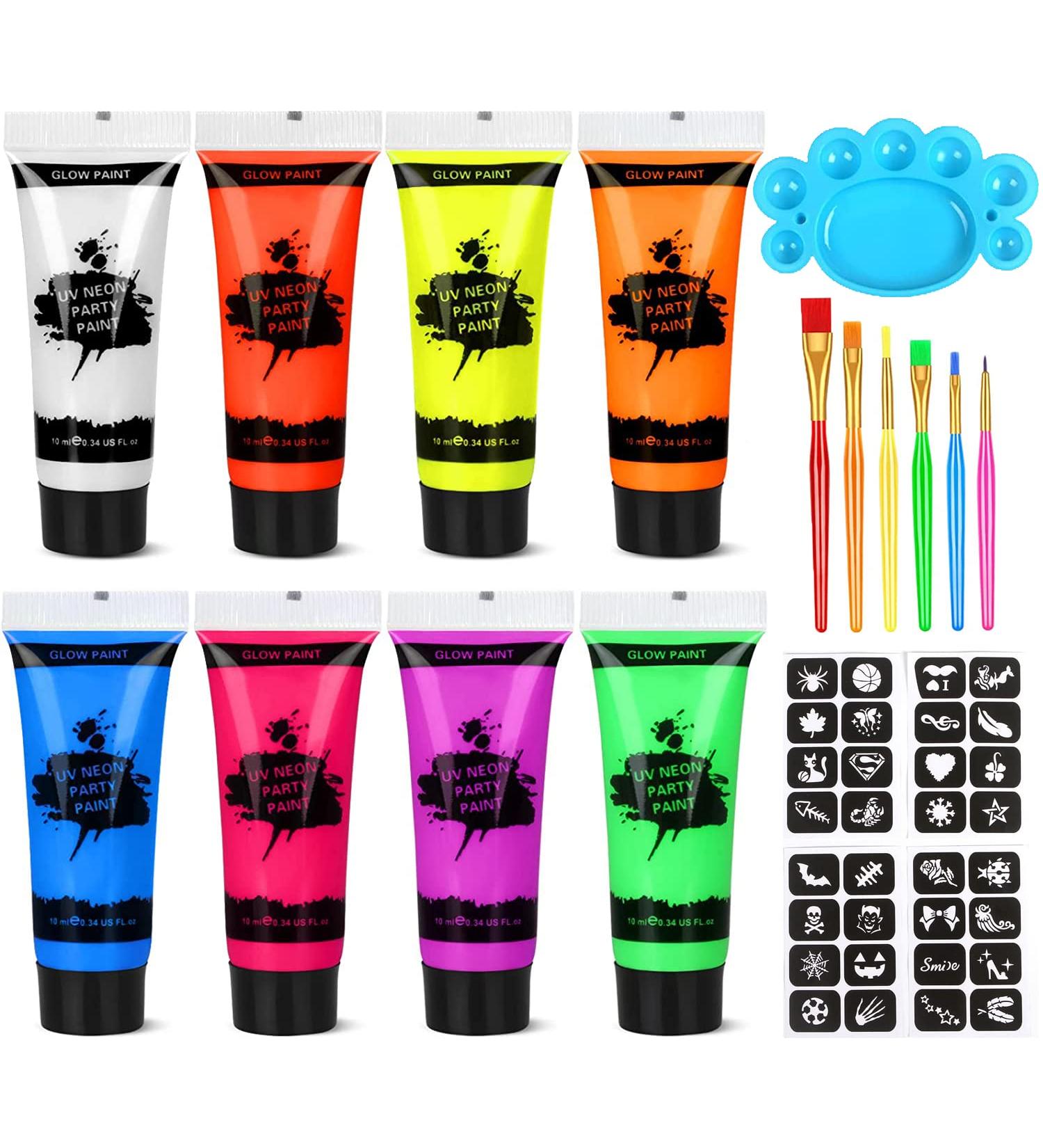 Proamate Neon Face Paint - Glow in the Dark UV Blacklight Fluorescent Art Paint for Halloween & Carnivals (10ml) - Buy Online on GoSupps.com
