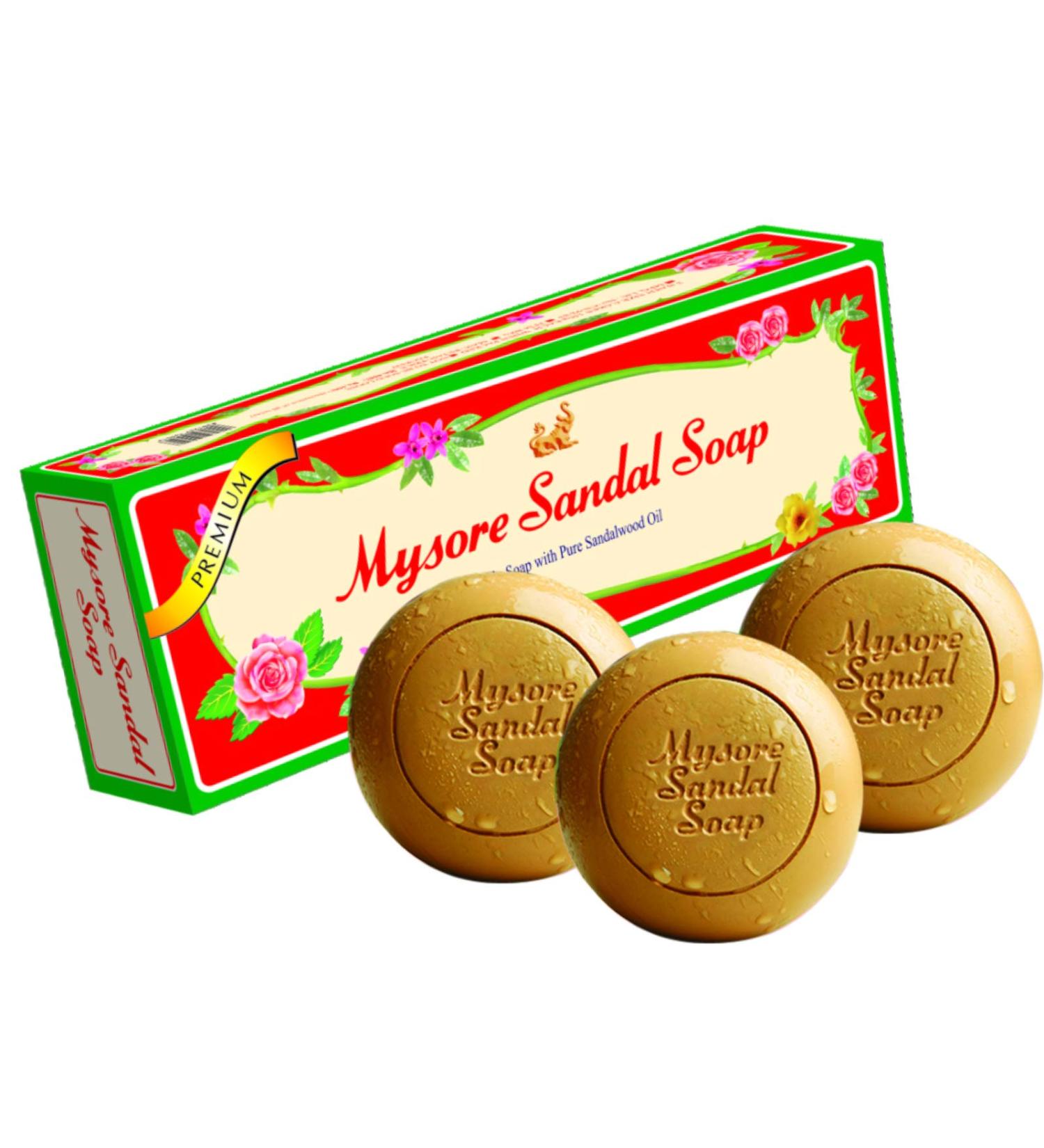 Mysore Sandal Soap 150g - Pack of 3 | Natural Sandalwood Soap - Buy Online on GoSupps.com