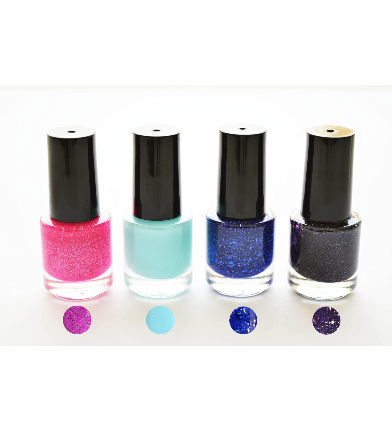 Gel Nail Polish UV CANNI 5ml Mini Set of 4 Glitter Cool Tones - Soak Off Base Top Colour Coat Manicure Acrylic Gifts Women Nails Set 8 - Buy Online on GoSupps.com