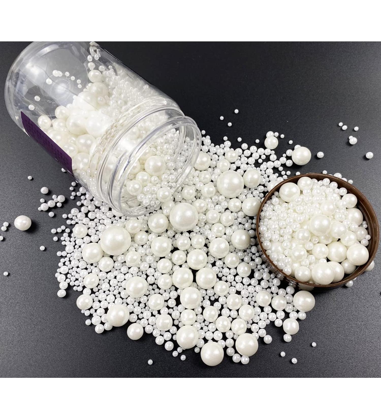 Edible Pearl Sugar Sprinkles White Candy 120g/ 4.2oz Baking Edible Cake Decorations Cupcake Toppers Cookie Decorating Ice Cream Toppings Celebrations Shaker Jar Wedding Shower Party Chirstmas Supplies A white - Buy Online on GoSupps.com