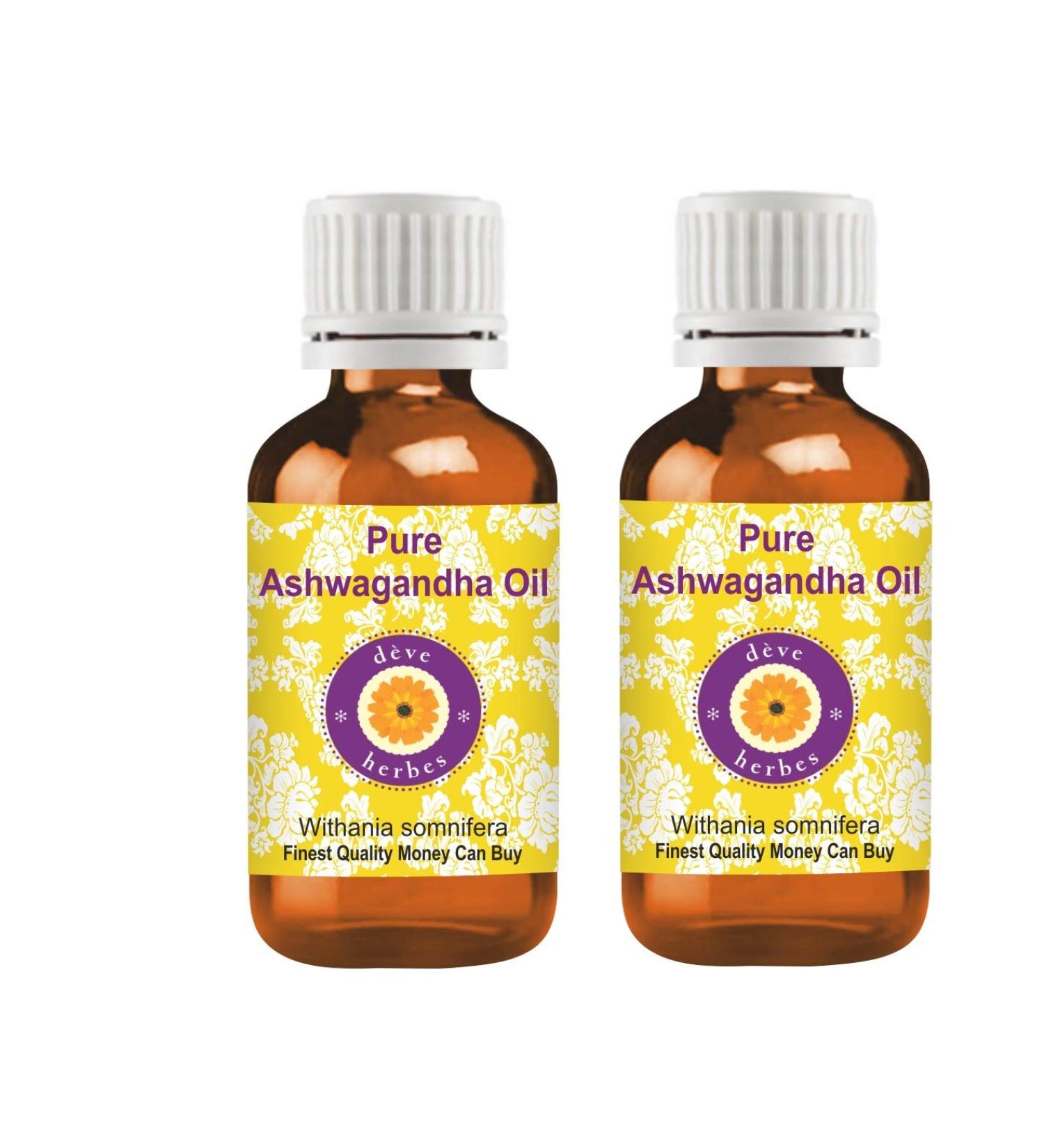 DEve Herbes Pure Ashwagandha Oil - 100ml x 2 | Natural Therapeutic Quality Herbal Stress Relief International Shipping - Buy Online on GoSupps.com
