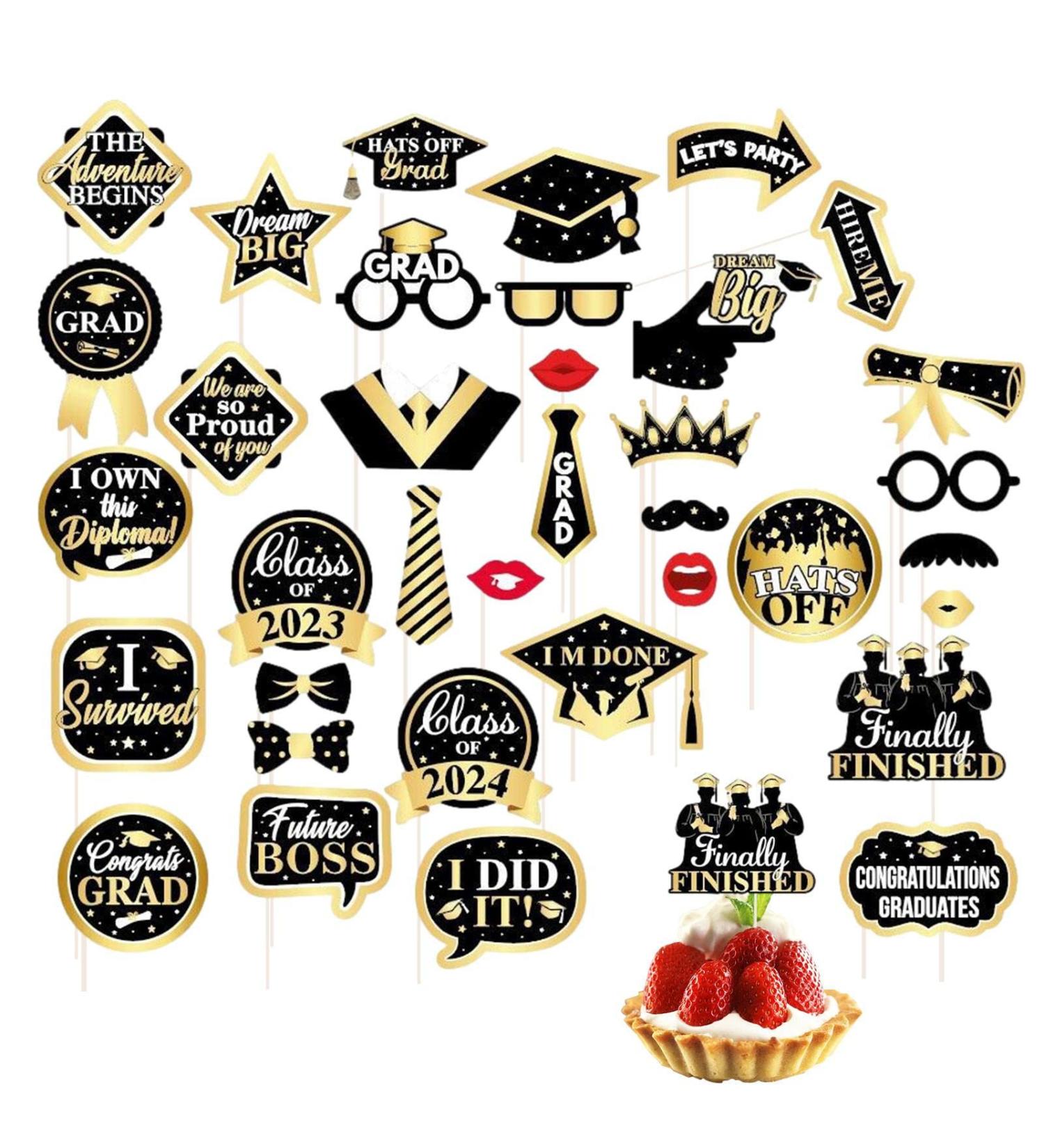 Graduation Cake Picks Grad Cap Cake Toppers Grad Cap Cupcake Picks Graduation Cap Diploma Cupcake Picks Graduation Cake Pick Decoration High School Neamou Black - Buy Online on GoSupps.com