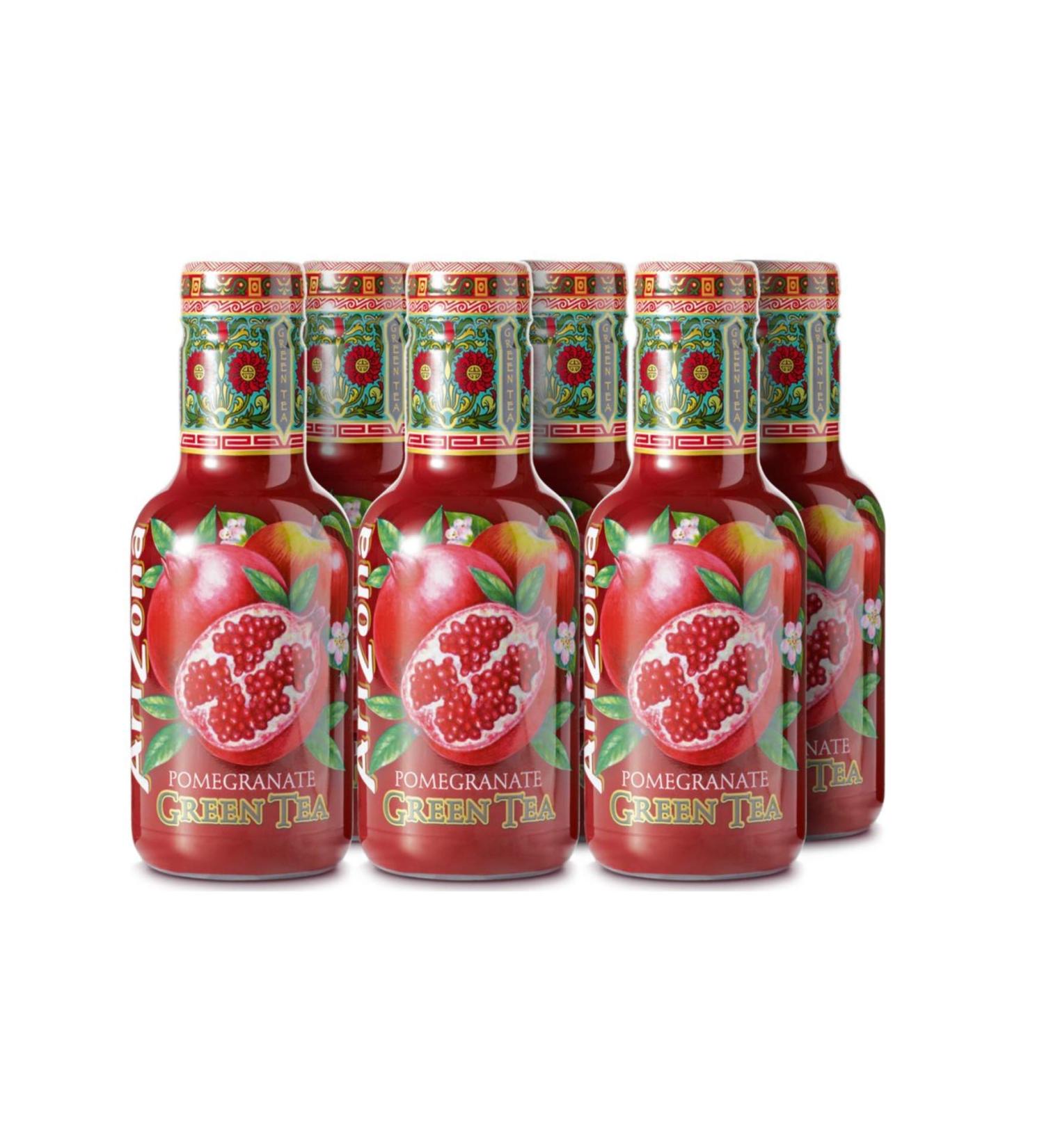 AriZona Th vert - Faible teneur en sucre faible calories saveur grenade - 500 ml - Lot de 6 Th s sains