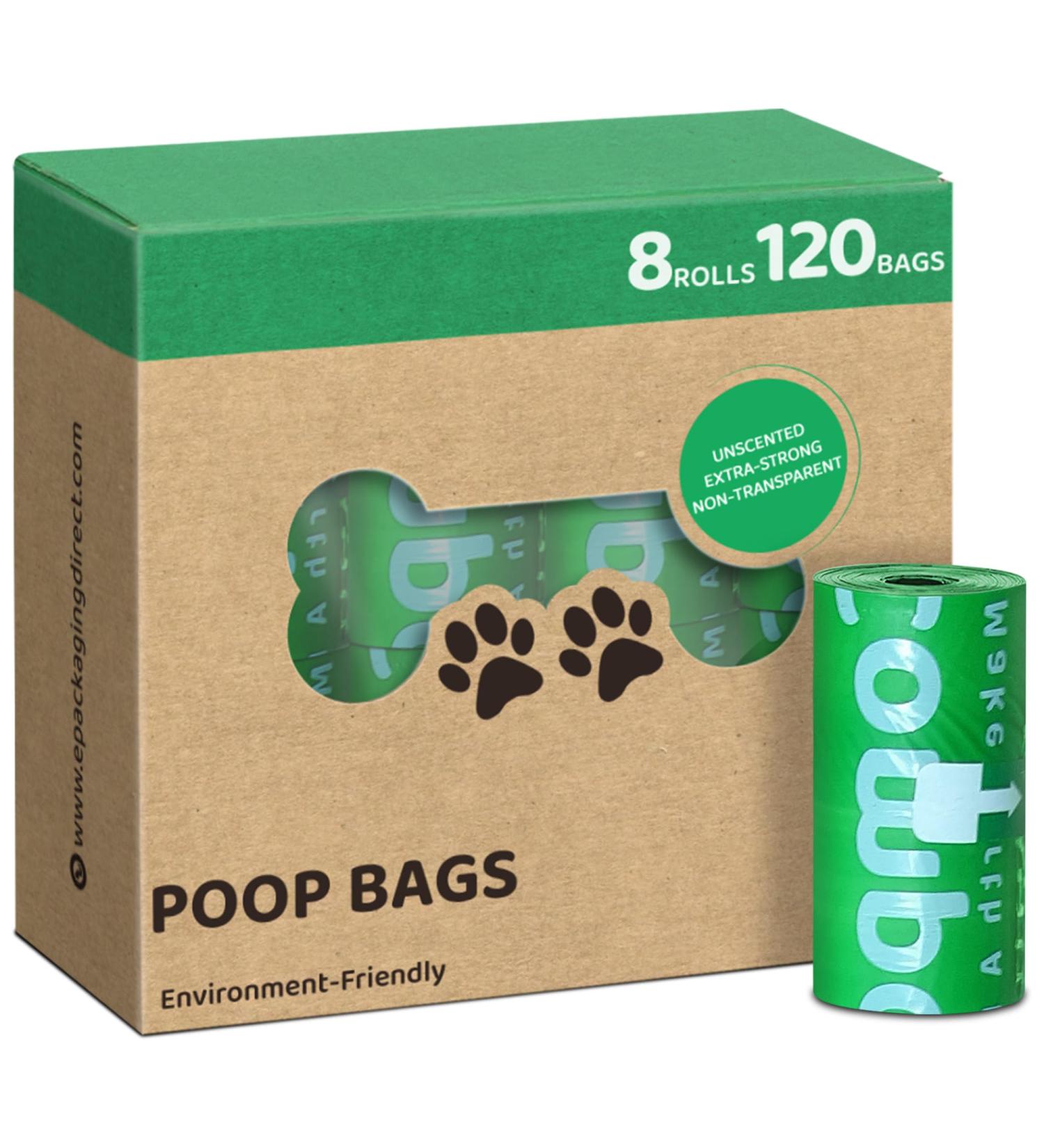eCompostable Dog Poo Bags Biodegradable Poop Bags For Dogs Unscented Doggy Waste Bag 23x33cm Leak Proof Dog Cat litter Bags Green- Dog Poop Bags 8 Rolls - 120 Count - Buy Online on GoSupps.com