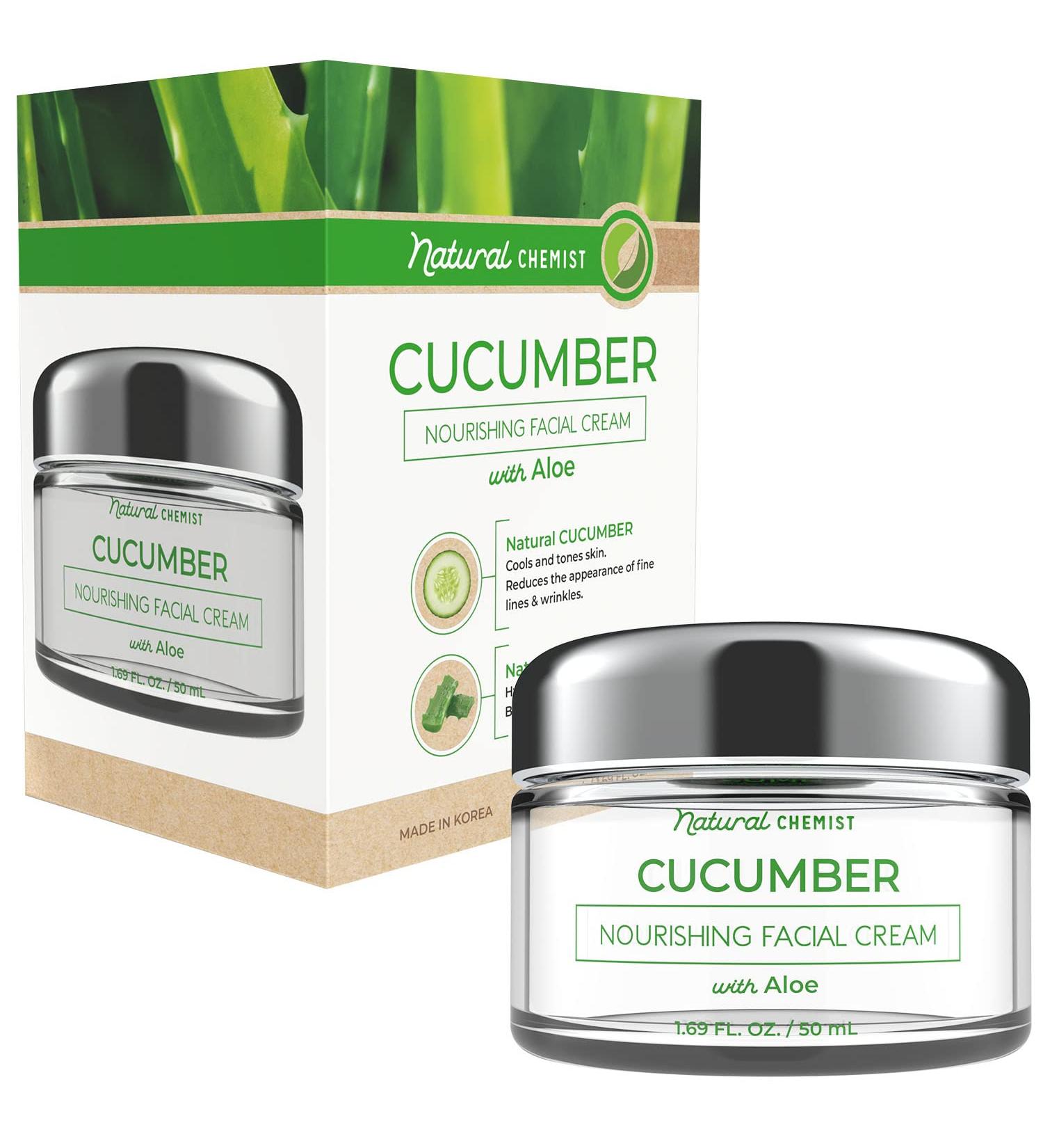 Natural Chemist Cucumber & Aloe Daily Face Moisturizer - Hydrating & Cooling 1.69 Fl. oz - For Sunburns, Acne & Nourishing Day Cream - Cruelty Free Korean Skincare - Buy Online on GoSupps.com