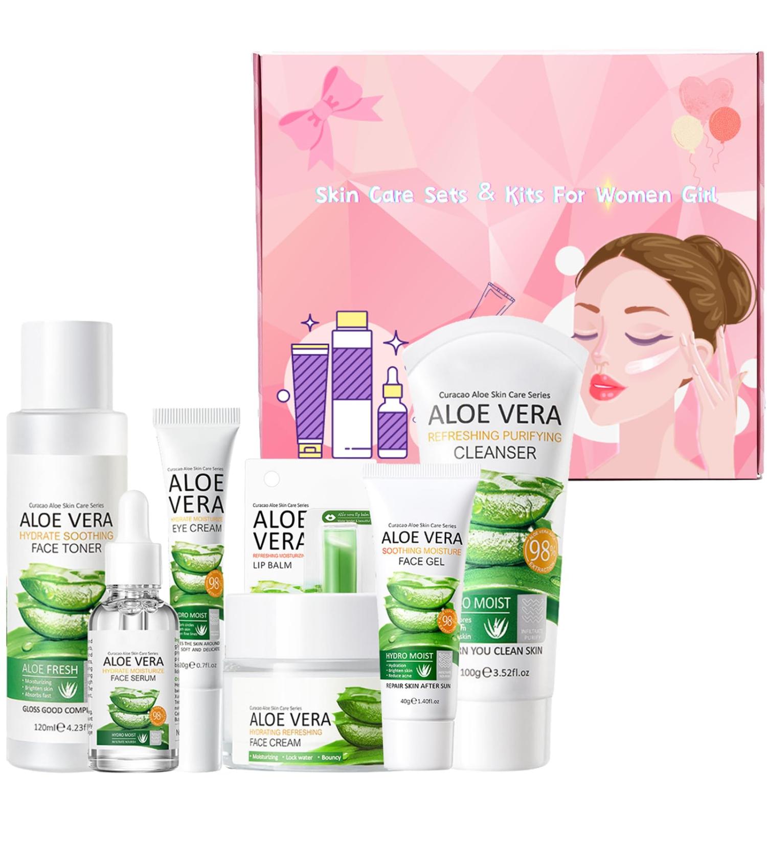 Teenage Girls Skincare Gift Set - 7PCS Aloe Vera Pamper Kit for Hydration, Moisturization, and Refreshing Skin - Buy Online on GoSupps.com