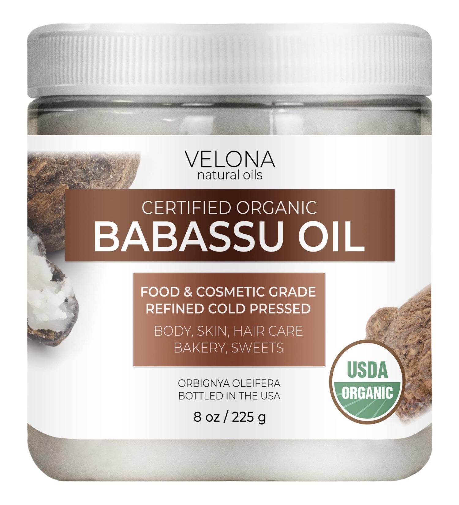 Organic Velona Babassu Oil - 8 oz | Pure & Natural Carrier Oil for Face, Hair, Body & Cooking | USDA Certified, Cold Pressed, Refined | Achieve Results Today - Buy Online on GoSupps.com